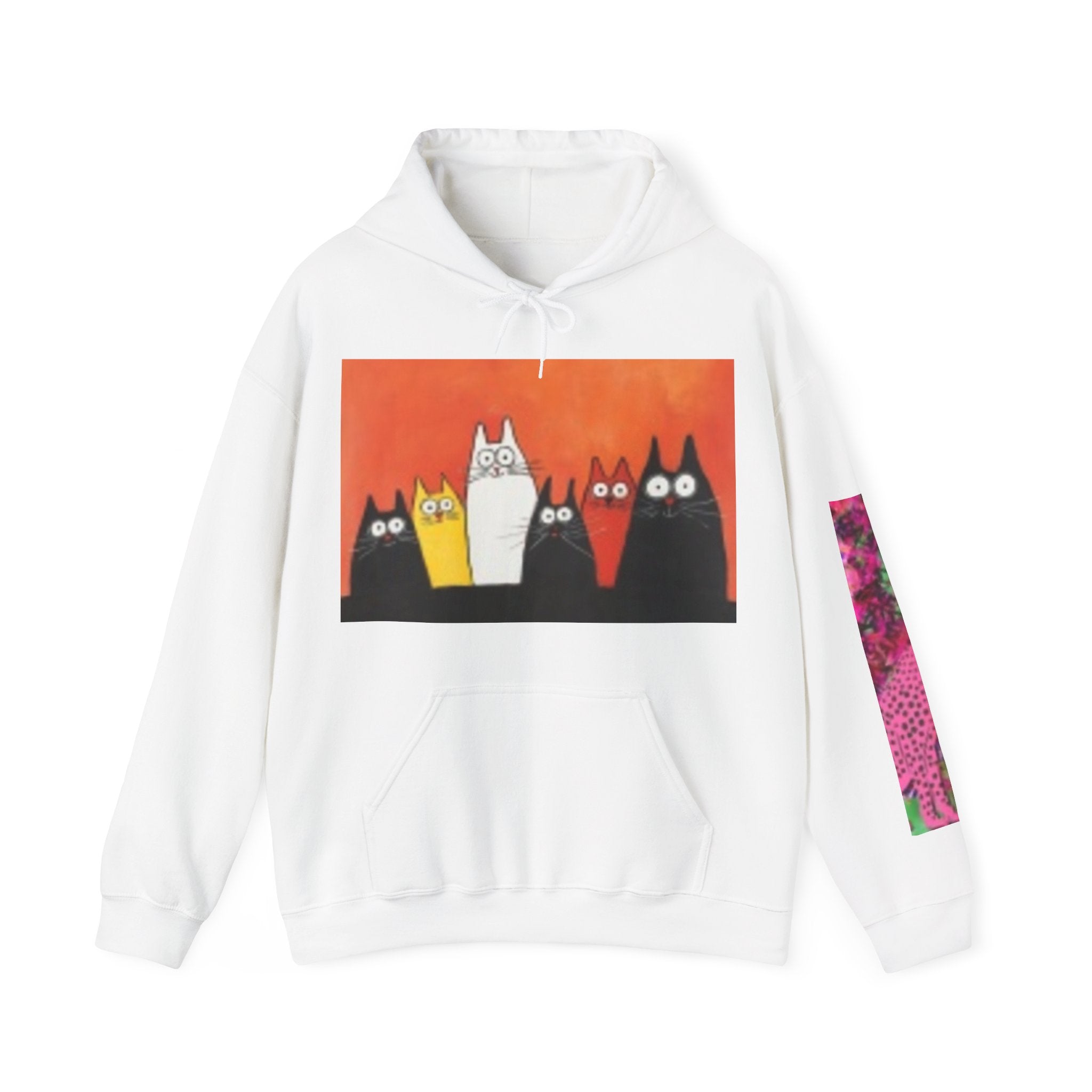 Cat Crew Hoodie — Colorful Curious Cats Graphic Sweatshirt