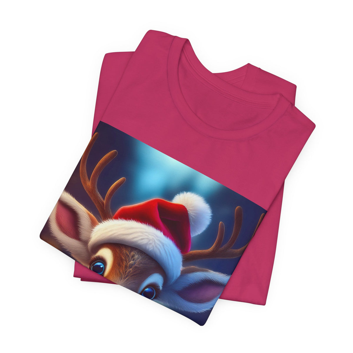 Cute Reindeer Santa Hat T-Shirt — Christmas Kids & Family Holiday Tee