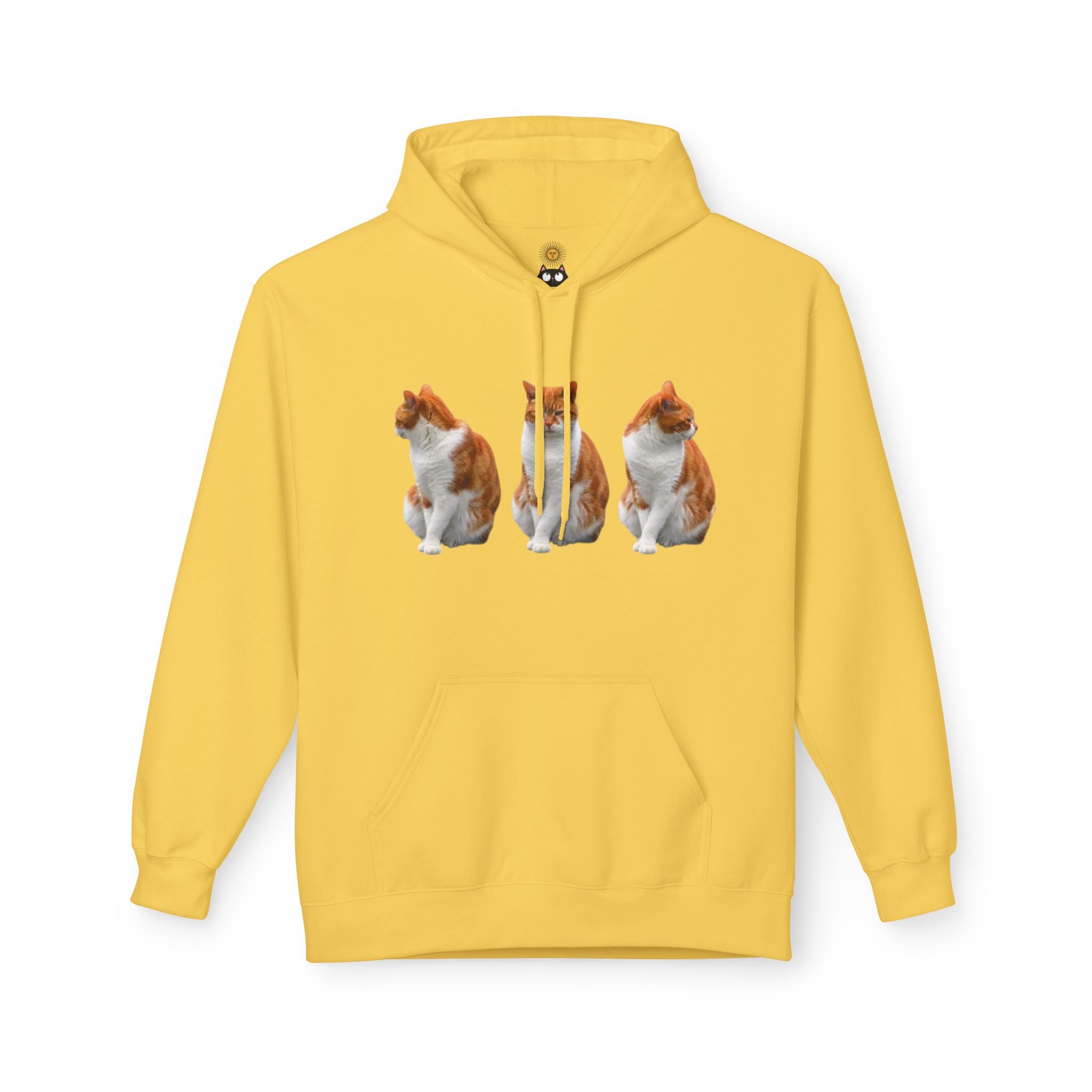 Sweat à capuche pour femmes trio de chats mignons – Imprimé fantaisiste chats orange et noir