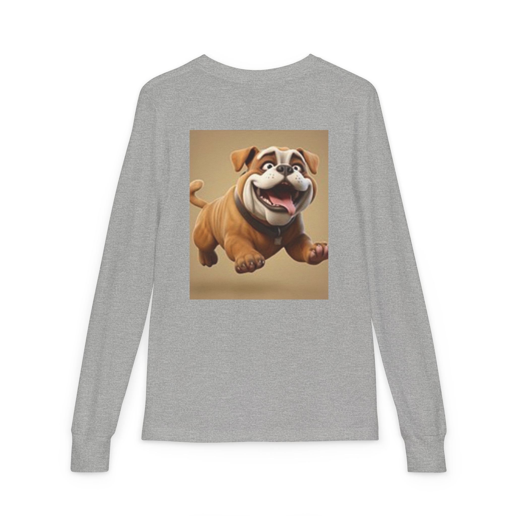 Youth Long Sleeve Tee — Playful Space Planets & Happy Bulldog Graphic
