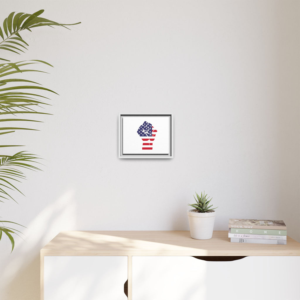 Framed Canvas Art – American Flag Fist Patriotic Wall Print