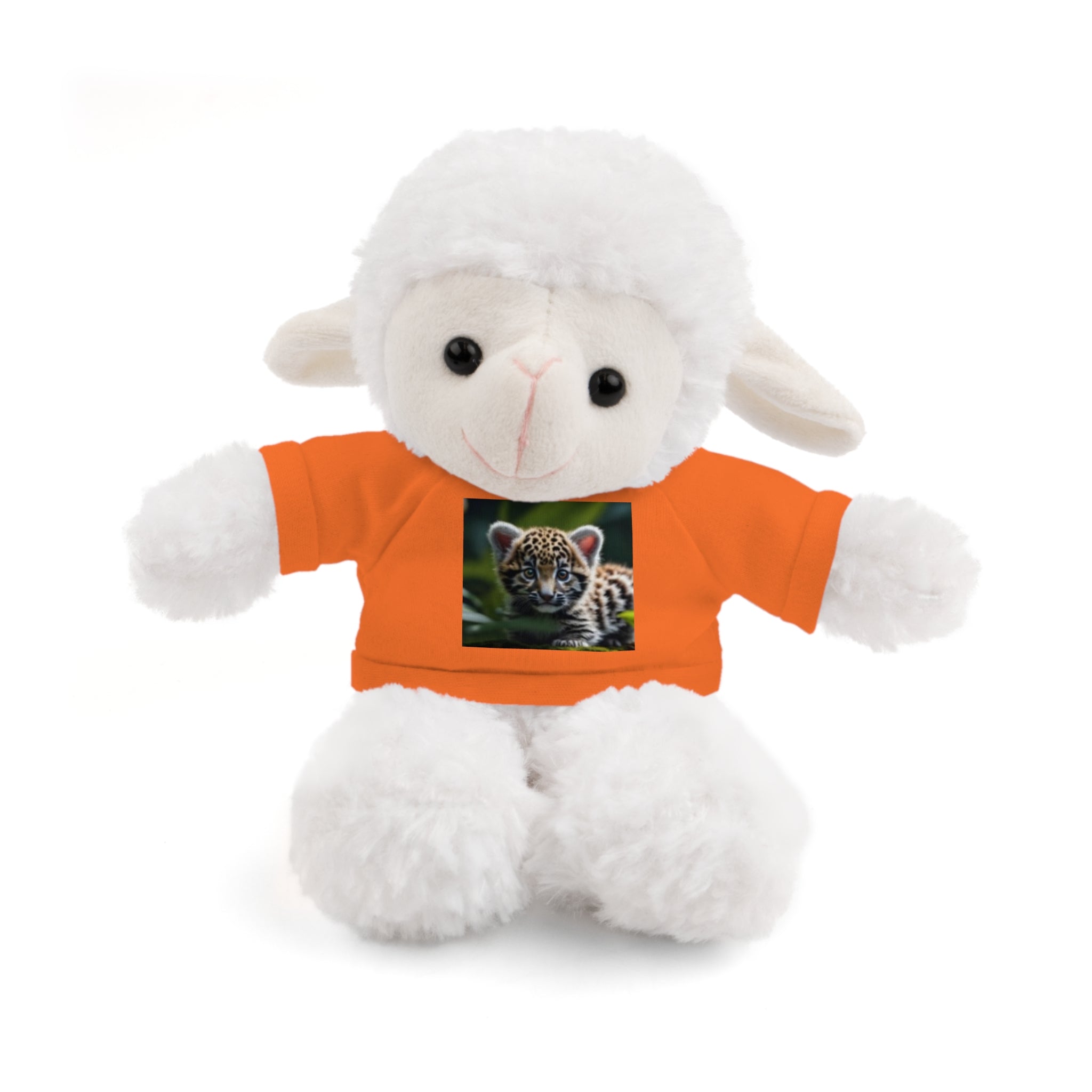 Plush Teddy Bear with Leopard Cub Tee — Cute Animal Gift for Kids & Wildlife Lovers