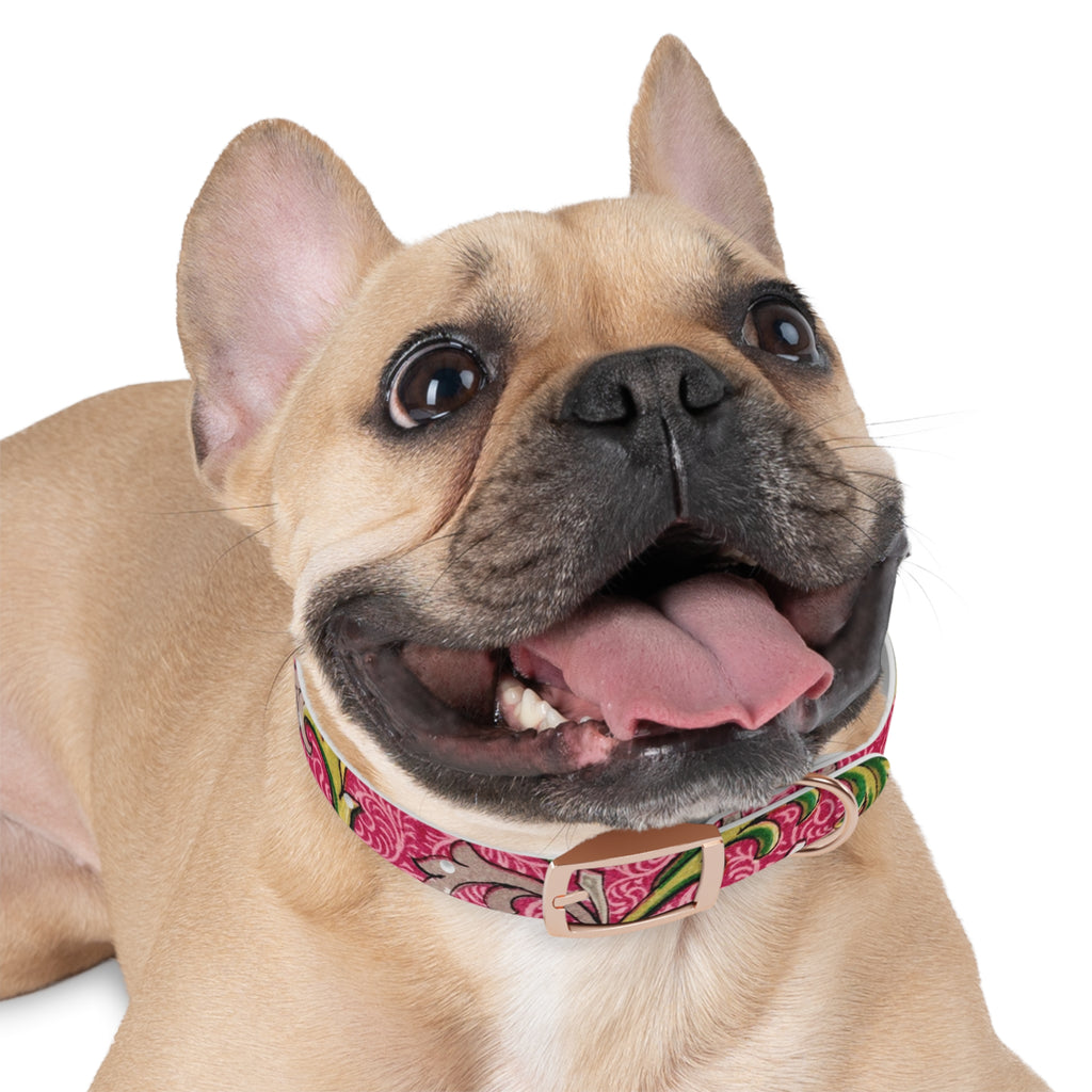 Floral Paisley Dog Collar — Pink Vintage Swirl Pattern