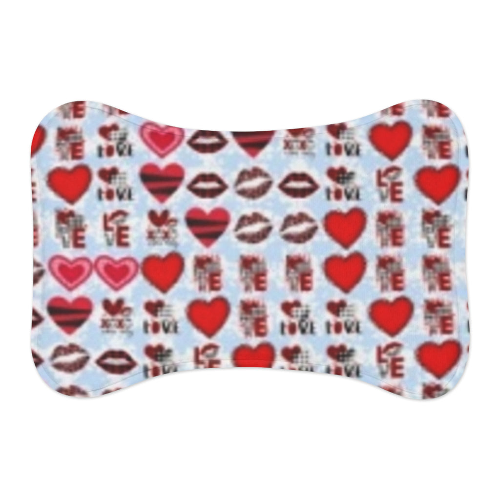 Valentine Hearts Pet Feeding Mat — Cute Love Pattern Placemat for Dogs & Cats