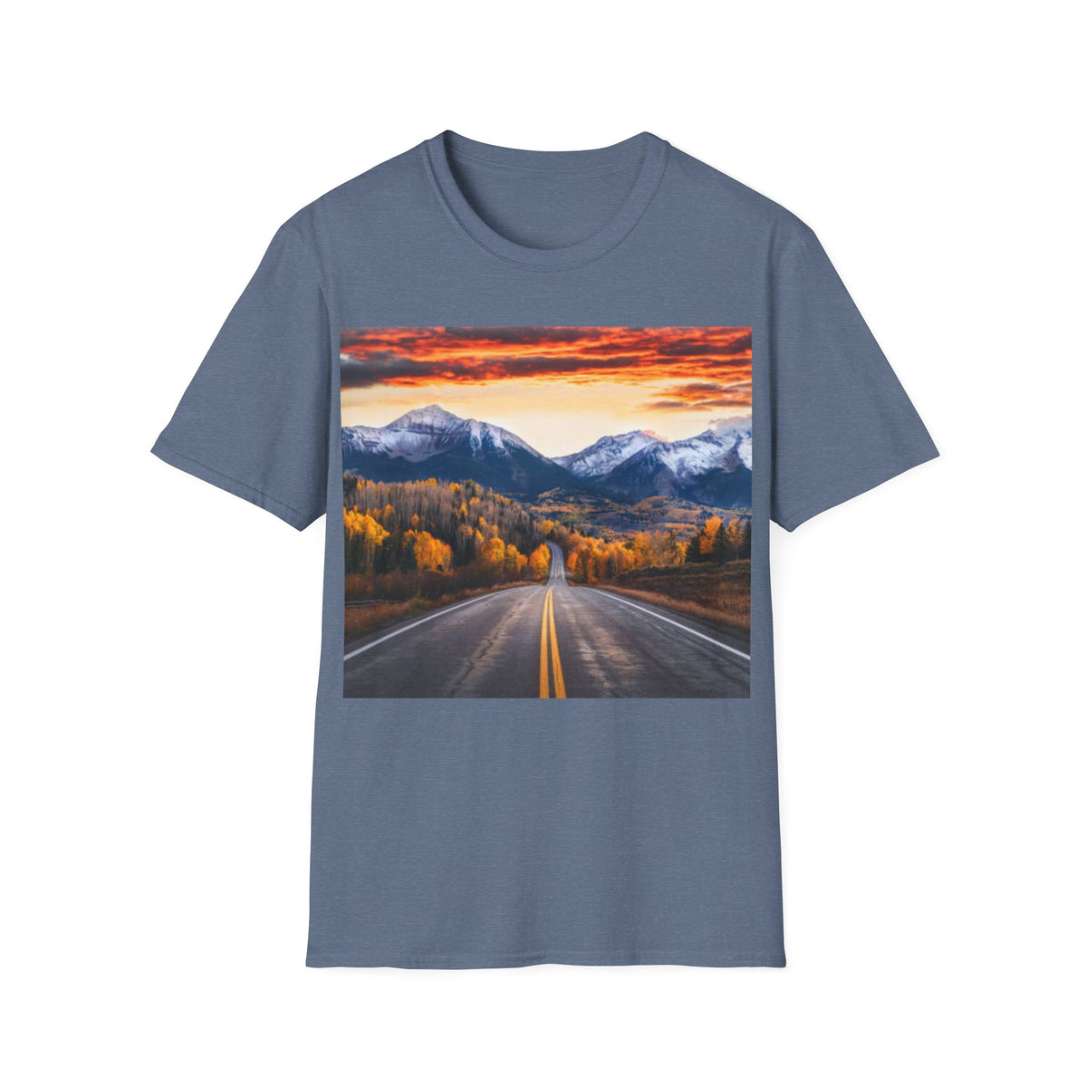 Road to the Rockies T-Shirt — Scenic Mountain Sunset Landscape Tee