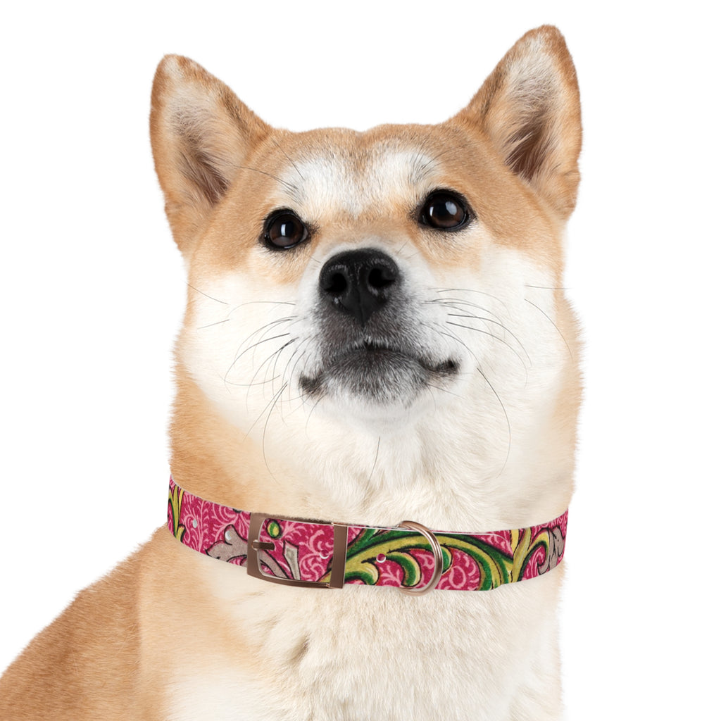 Floral Paisley Dog Collar — Pink Vintage Swirl Pattern