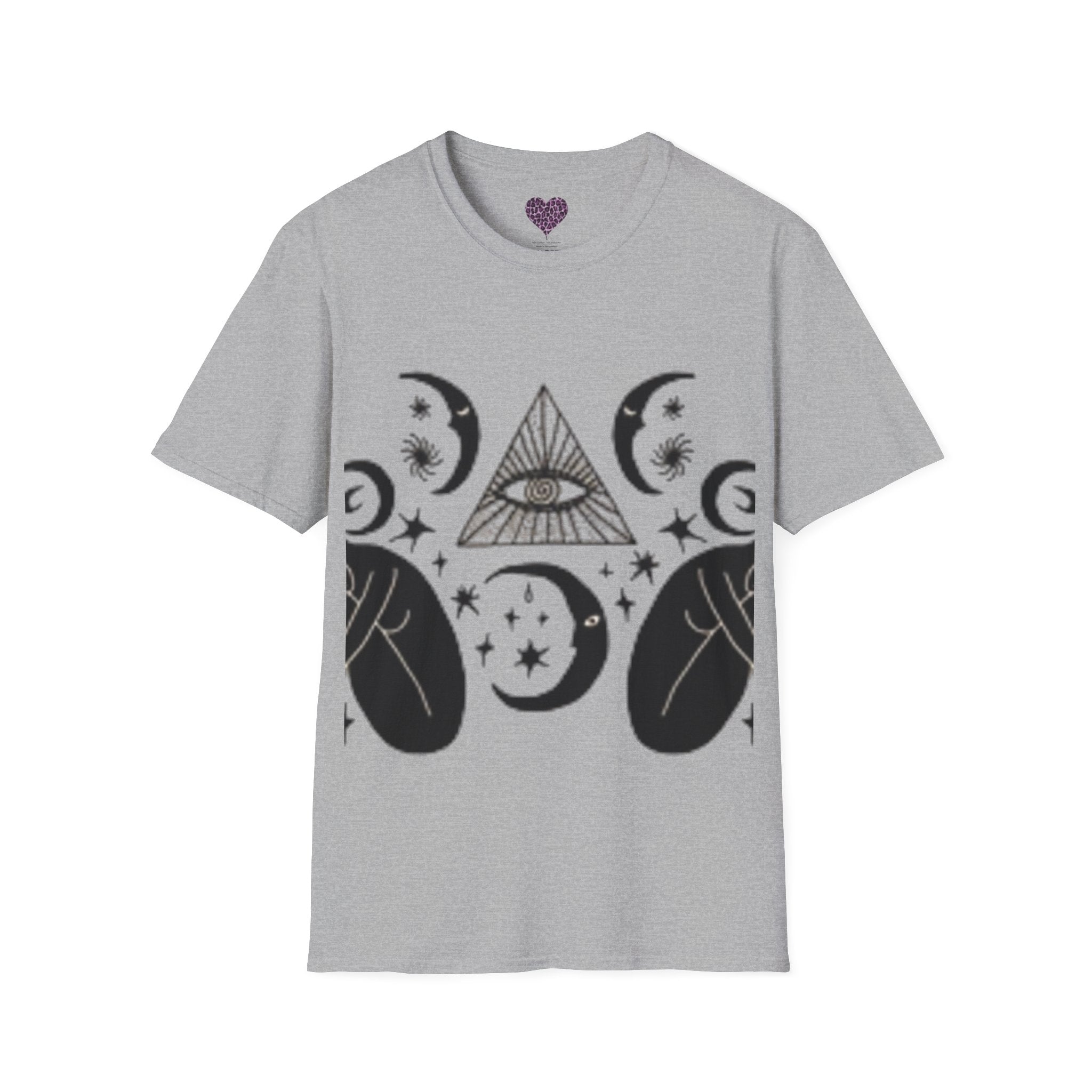 T-shirt Mystic Moon Eye — T-shirt graphique Celestia avec empiècement floral au dos