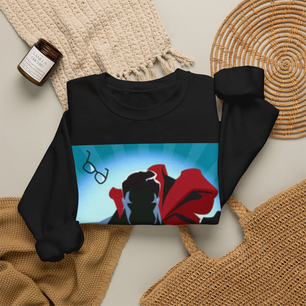 Superhero Fighting for America Crewneck Sweatshirt — Cape & Shield Graphic