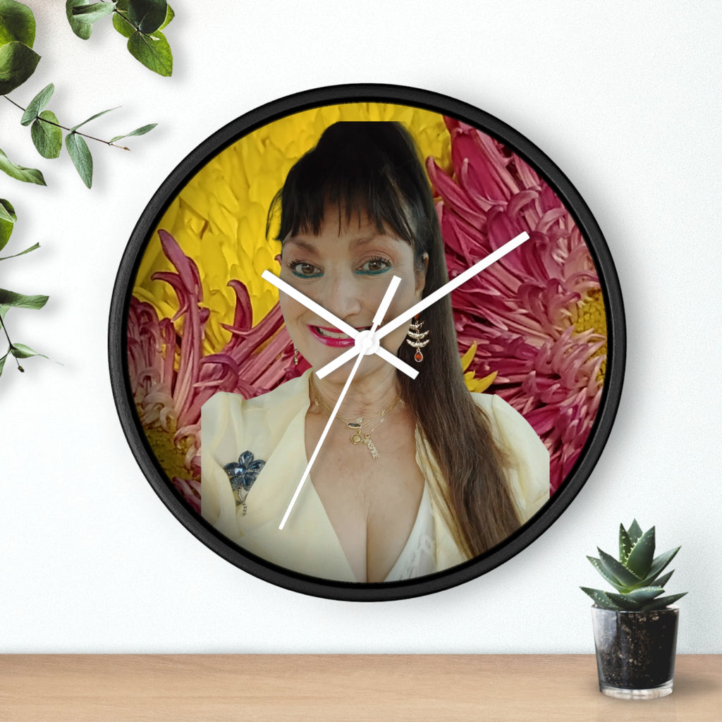 Mary Jordan Wall Clock – Bright Yellow & Pink Decorative Timepiece