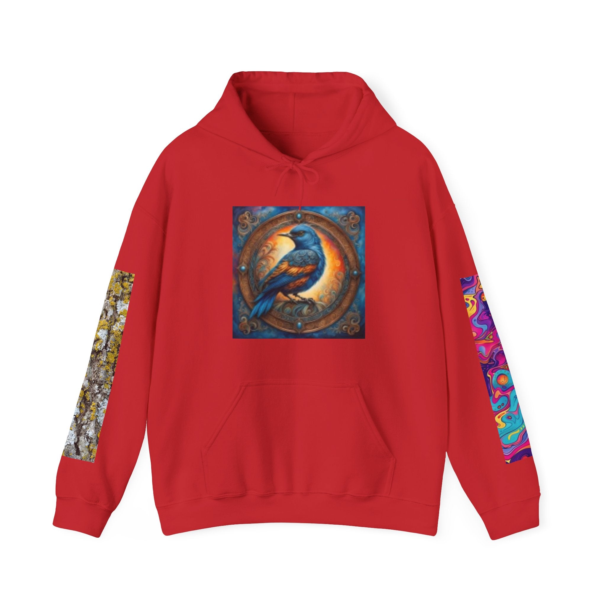 Lion Portrait Hoodie with Colorful Sleeve Accent — Majestic Wildlife Pullover