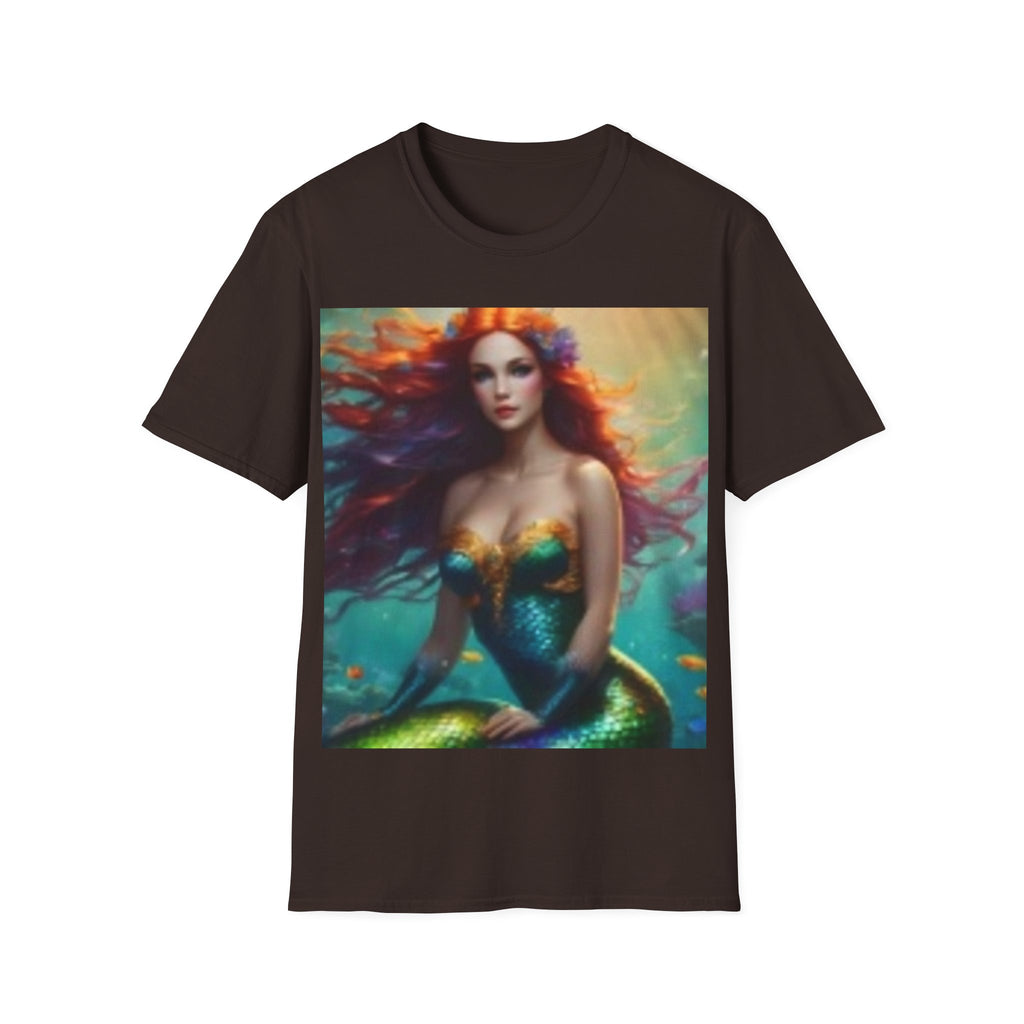 Mermaid Portrait T-Shirt — Artistic Red-Headed Siren Graphic Tee