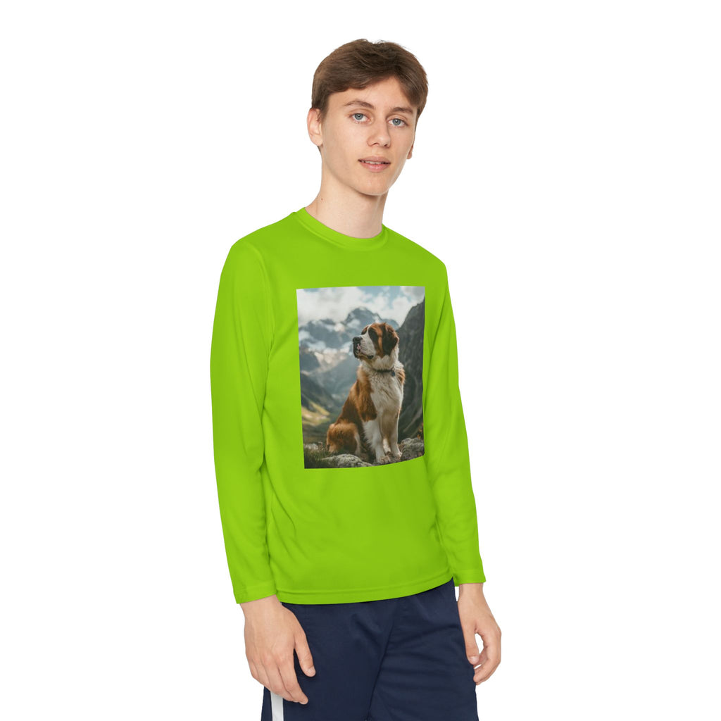 Youth Long Sleeve Tee — St. Bernard Mountain Dog Print