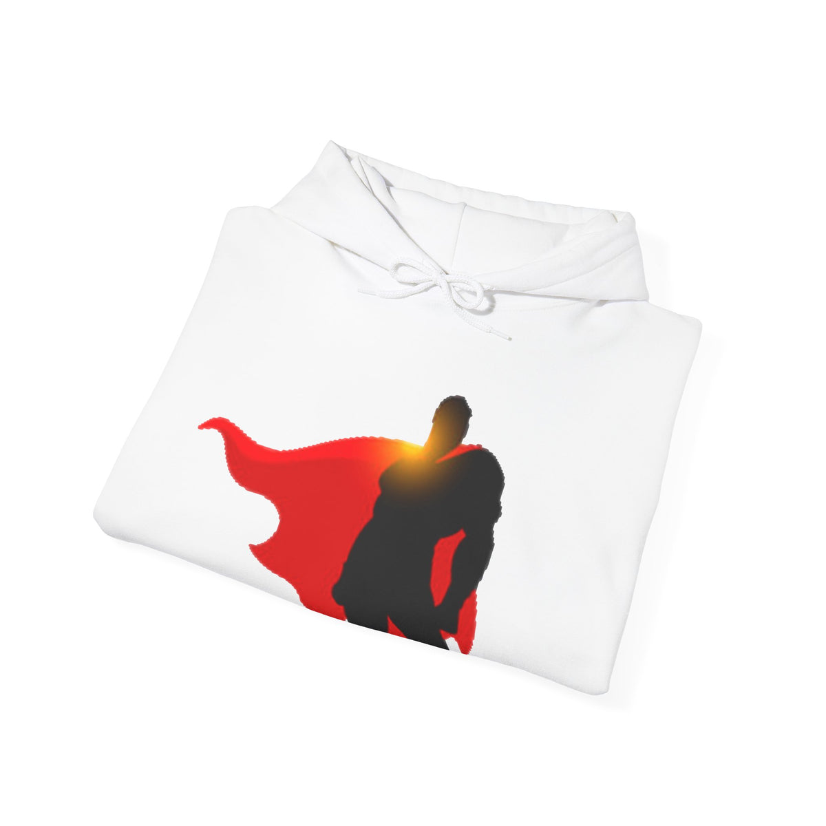 Superhero Silhouette Hoodie — Red Cape Graphic Pullover