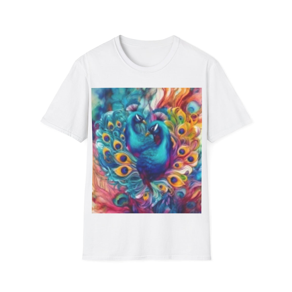 Two Peacock T-Shirt — Colorful Vibrant Peacock Art Tee