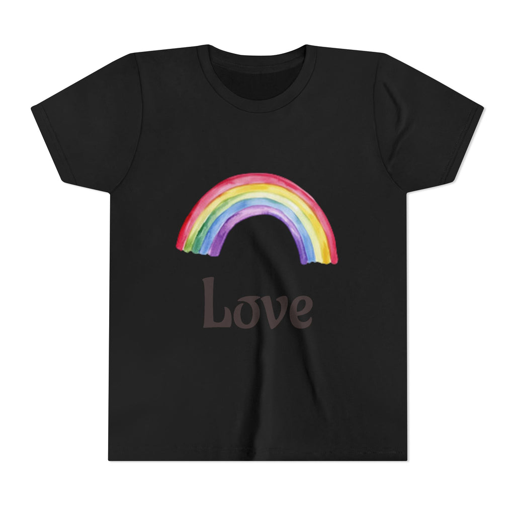 Youth T-shirt — Watercolor Rainbow & Paint Stroke American Flag Kids Shirt