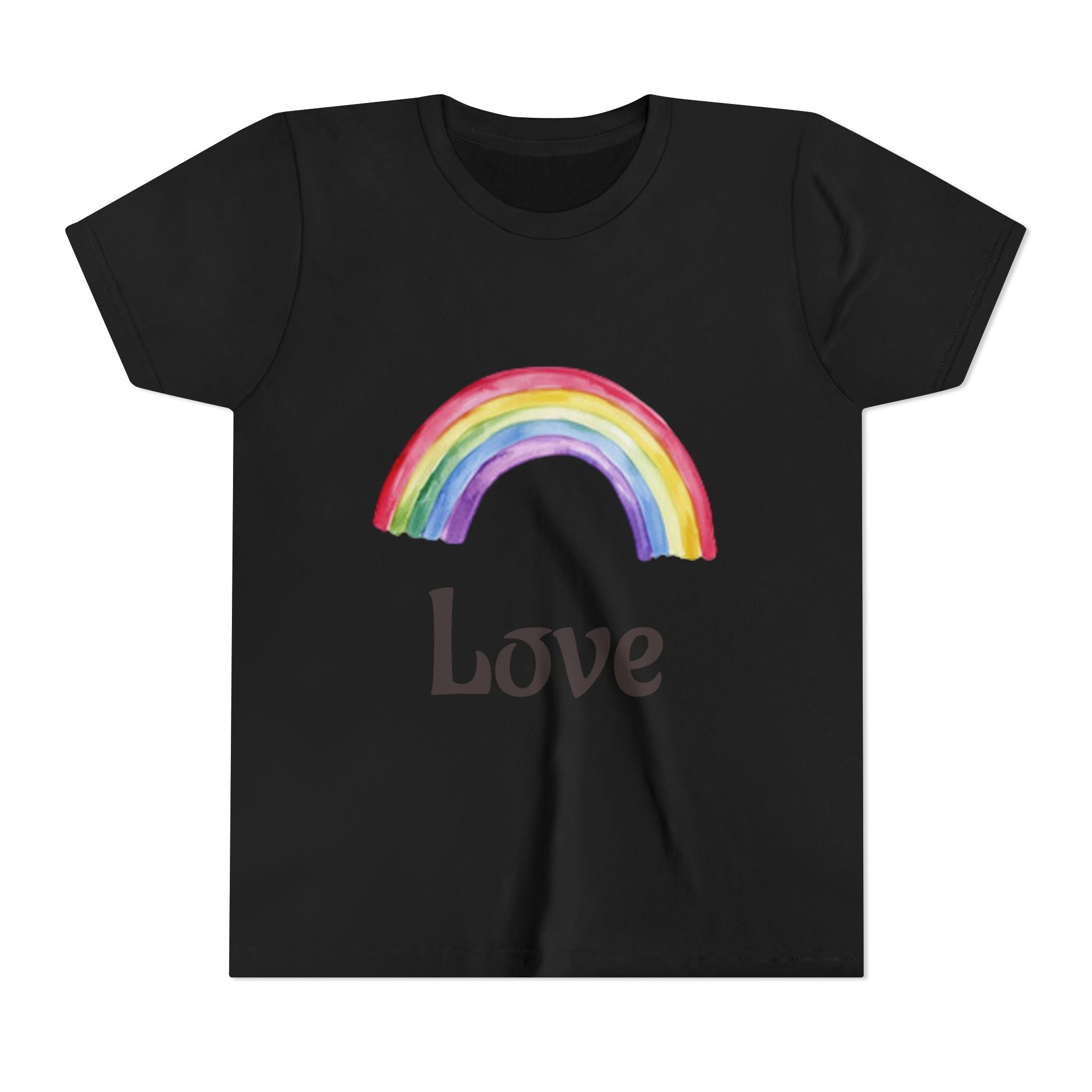 Youth T-shirt — Watercolor Rainbow & Paint Stroke American Flag Kids Shirt