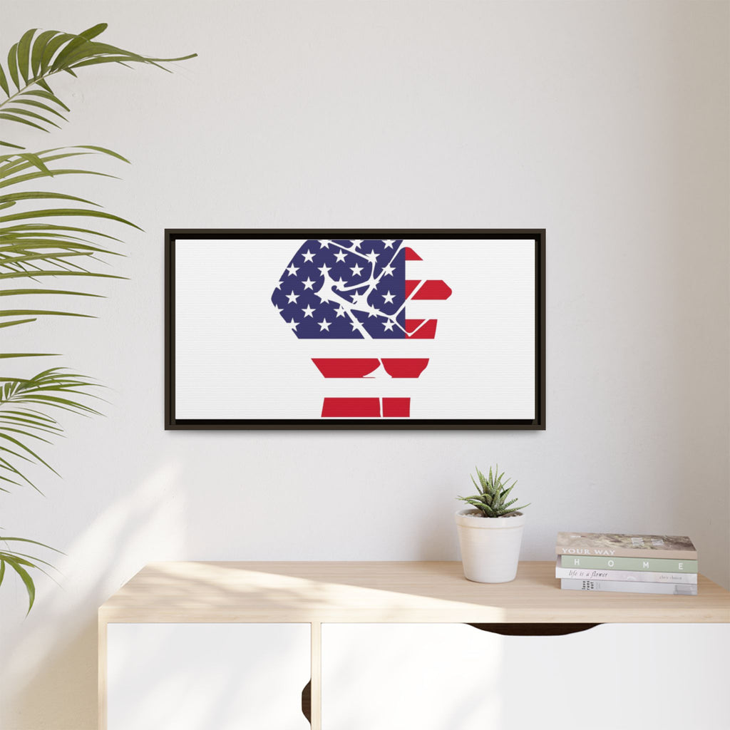 Framed Canvas Print – American Flag Fist Wall Art