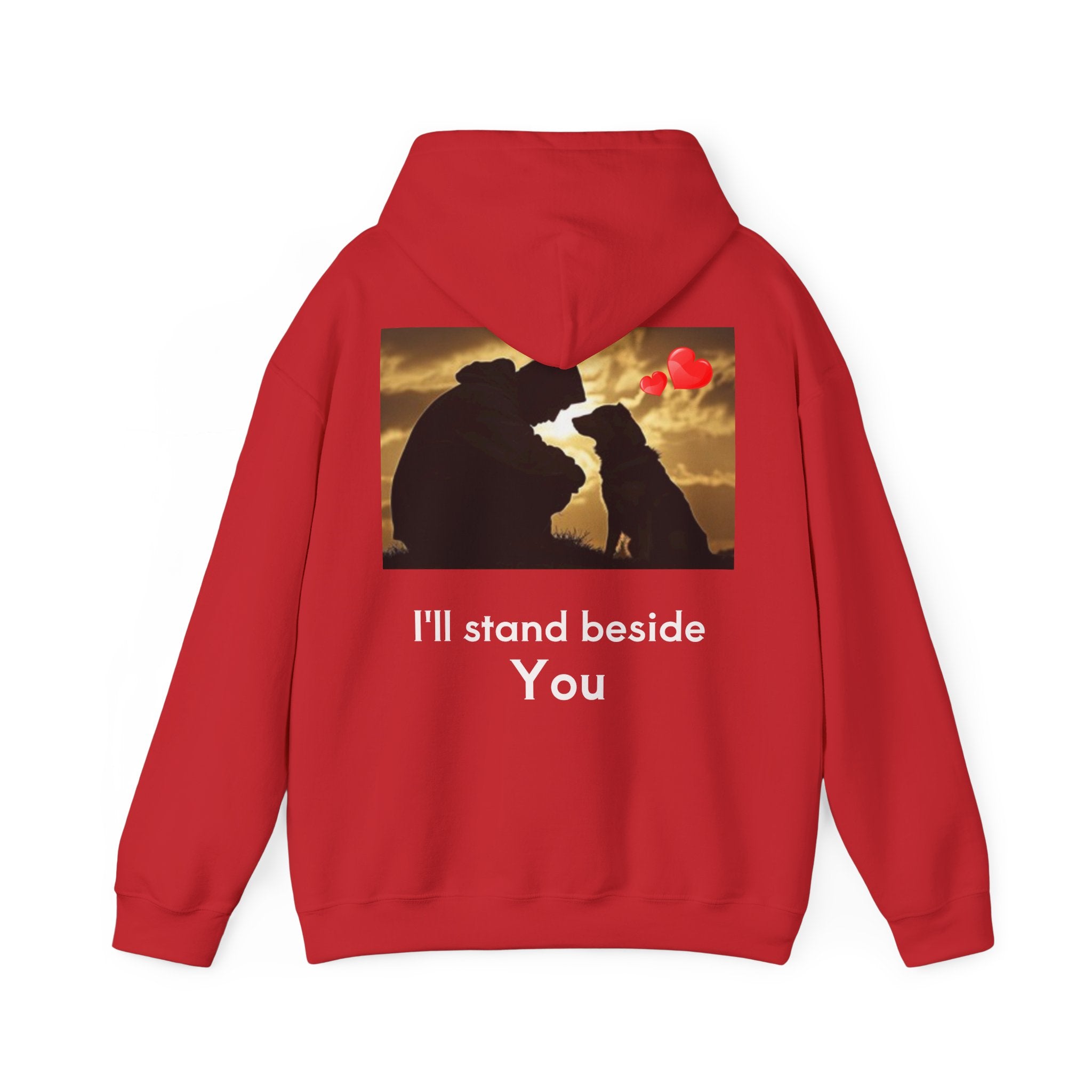Hoodie — I'll stand beside You Silhouette of Person & Dog at Sunset Graphic Back Print