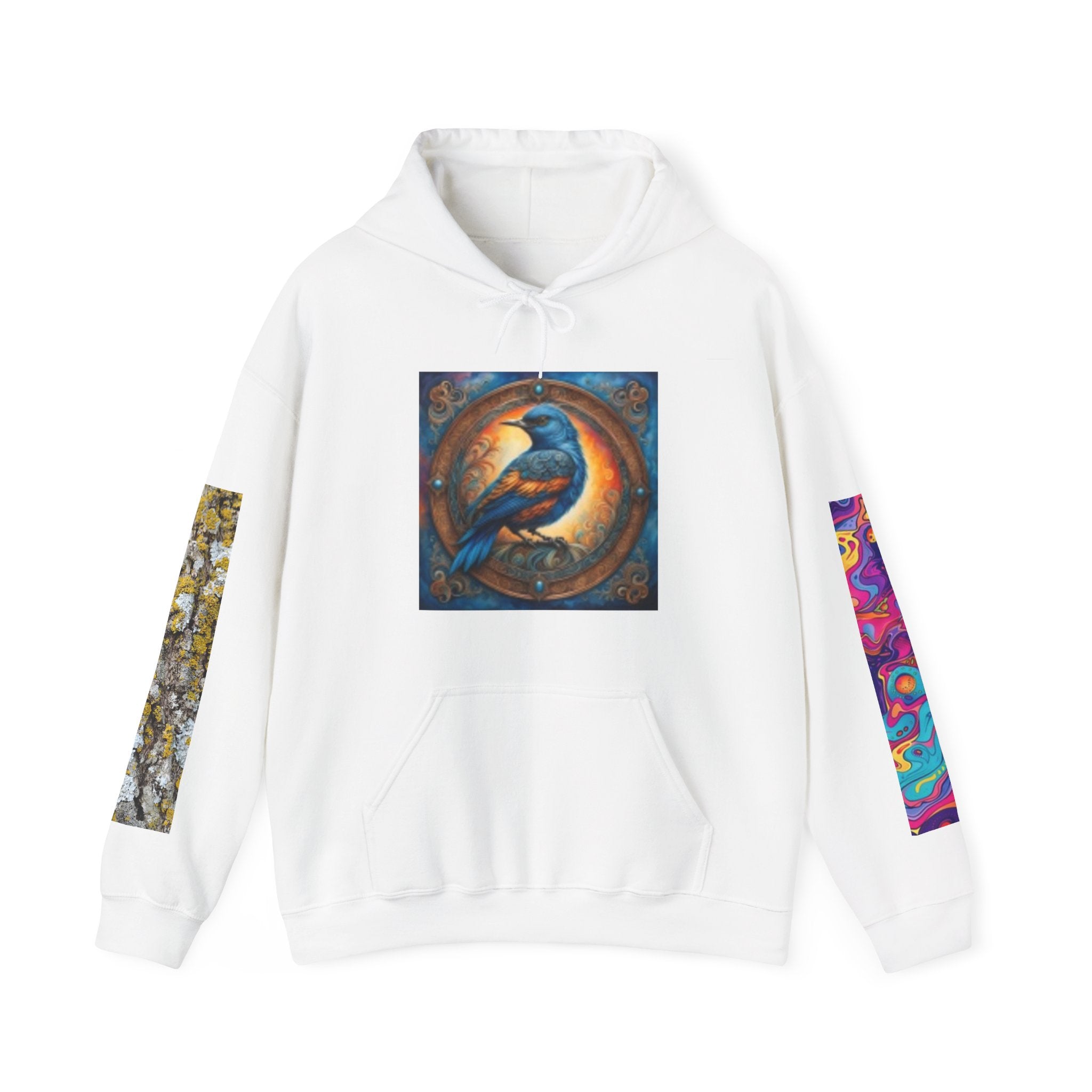 Lion Portrait Hoodie with Colorful Sleeve Accent — Majestic Wildlife Pullover