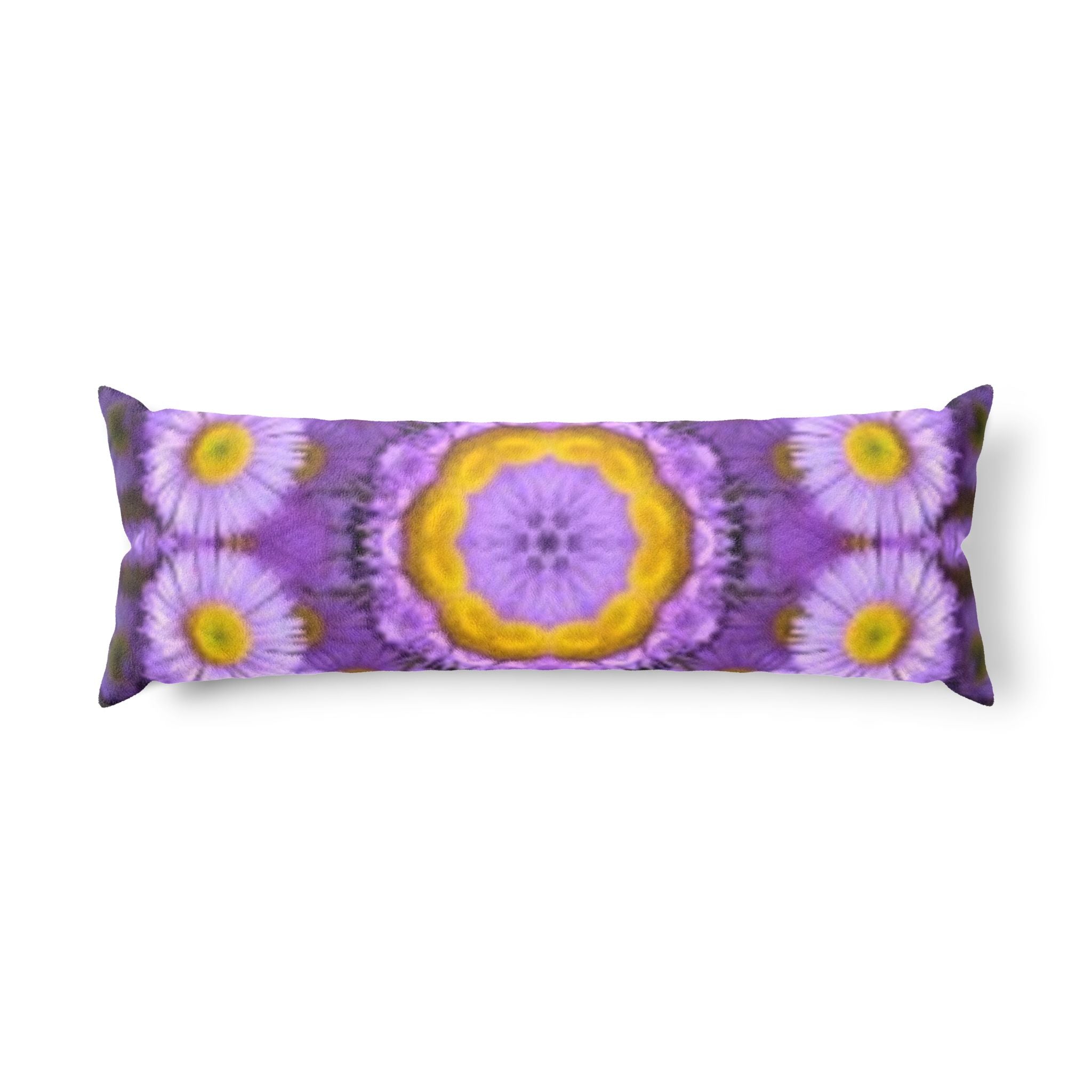 Floral Kaleidoscope Body Pillow — Purple & Yellow Daisy Comfort