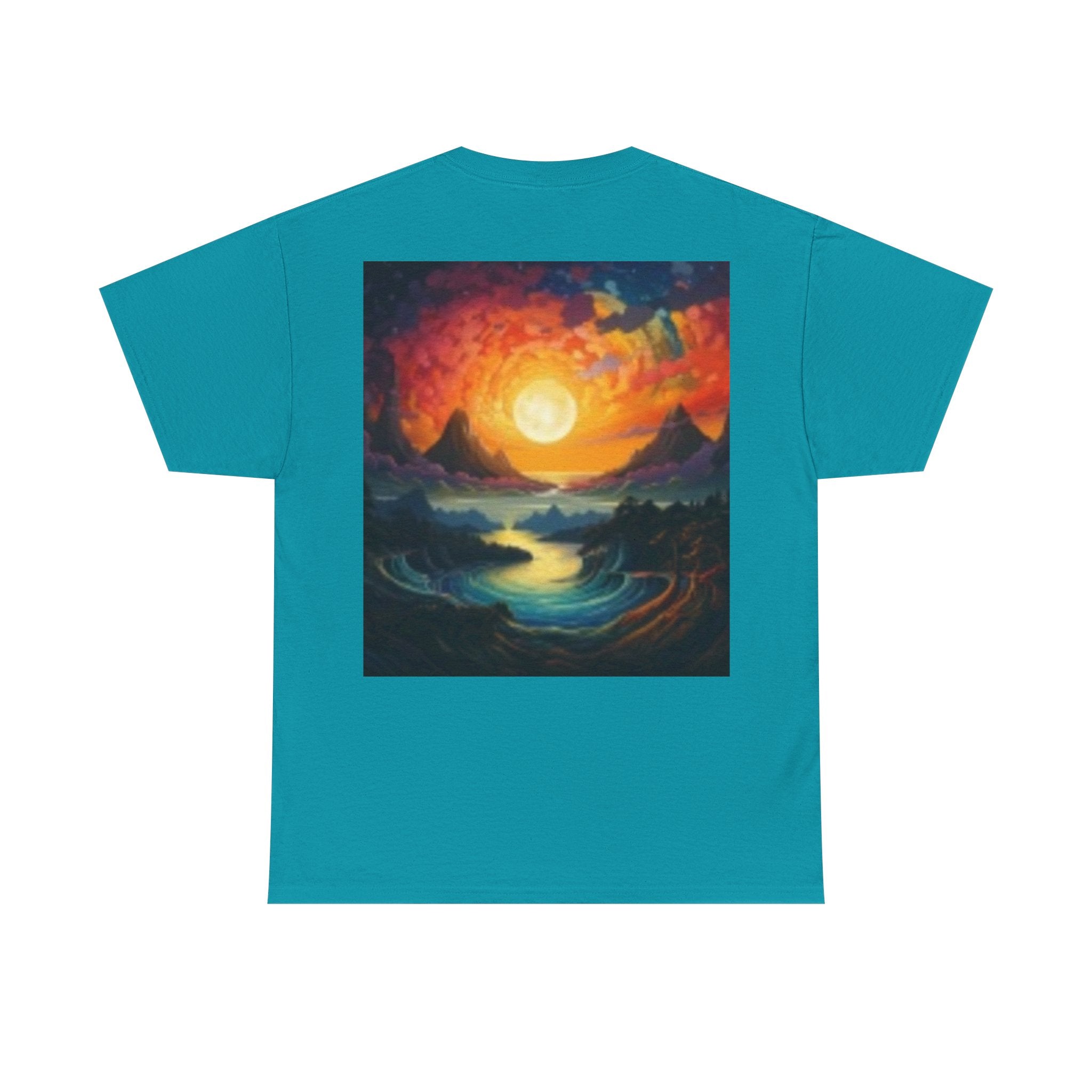 Nature Scene T-shirt— Five Bears in  River & Sunset Landscape T-Shirt