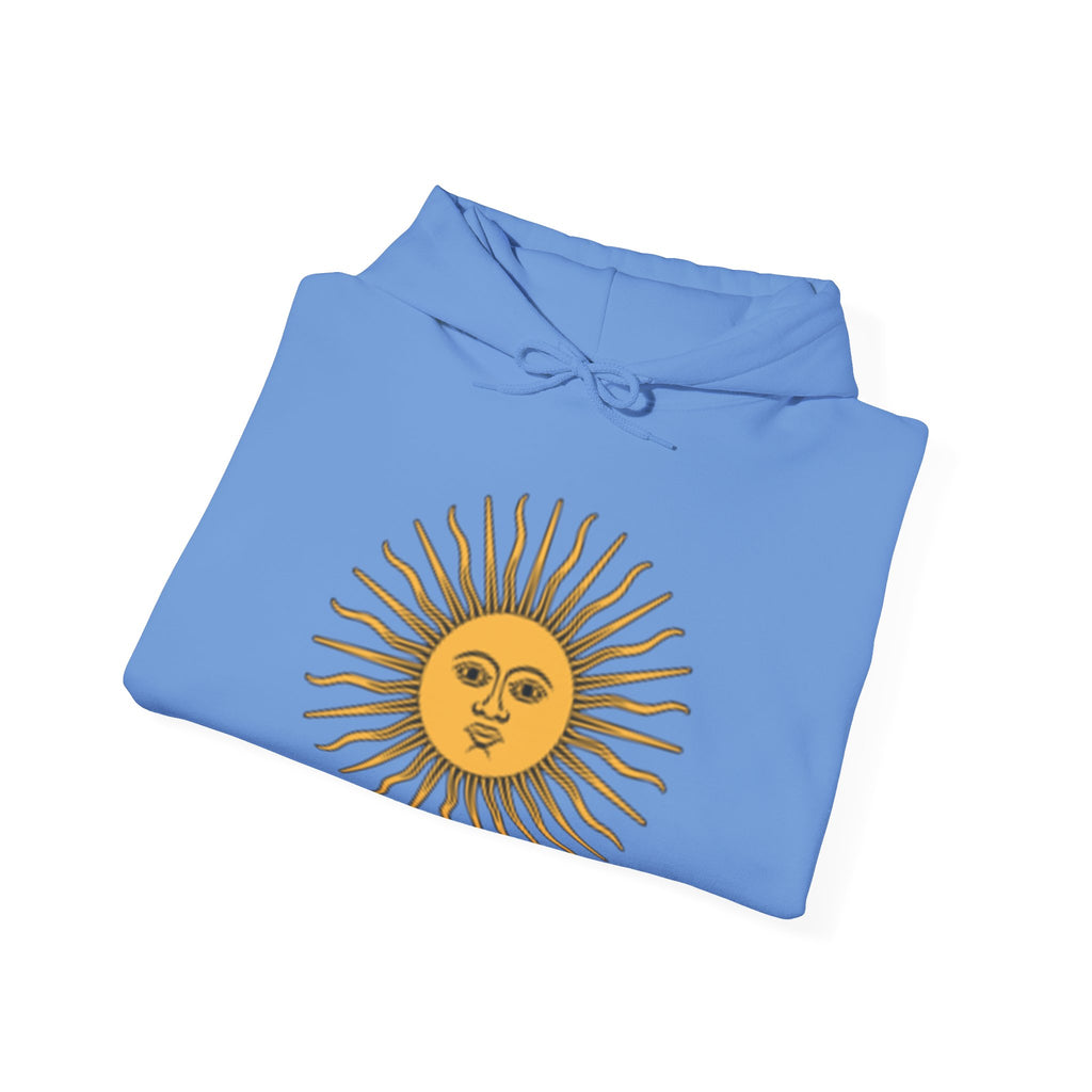 Sunface & Galloping Horses Hoodie — Boho Celestial Horse Art Sweatshirt