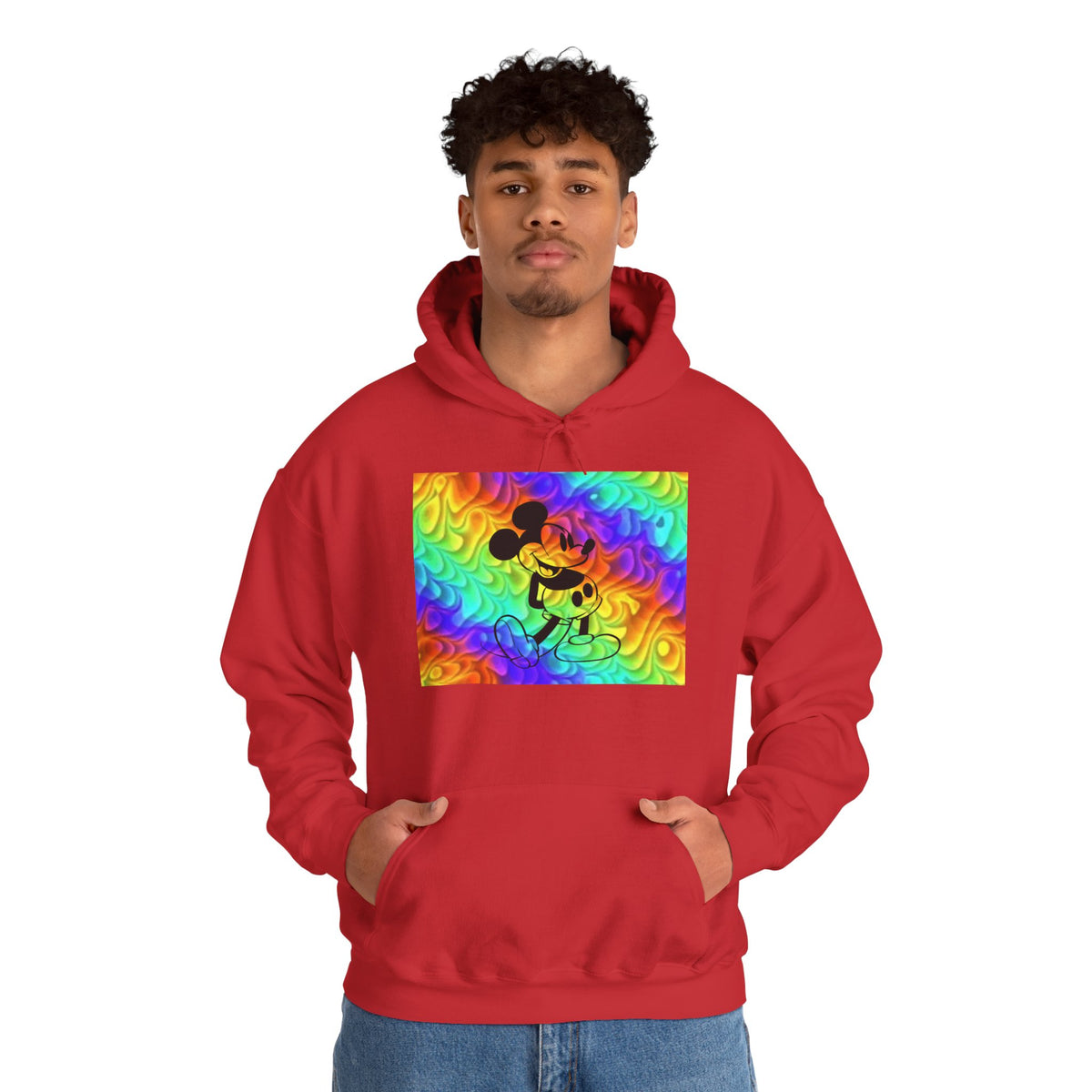 Mickey Mouse Rainbow Colors Unisex Heavy Blend Hooded Sweatshirt Warm & Cozy