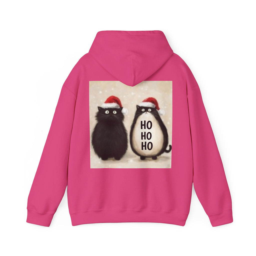 Holiday Cat & Penguin Hoodie — Cute Christmas Cats in Santa Hats