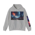 Alien Landscape Hoodie — Cosmic Moonscape & Green Alien Graphic Sweatshirt