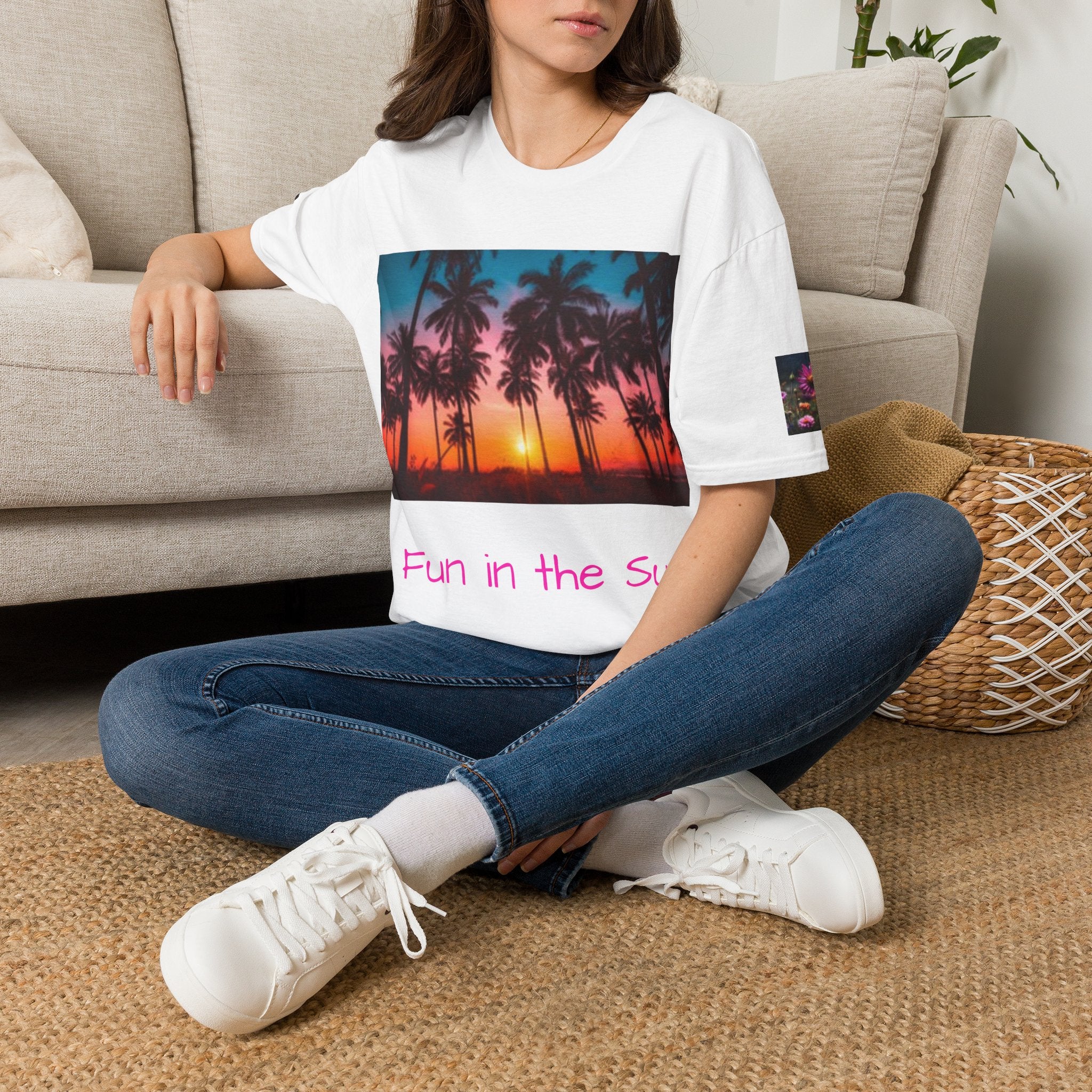 Sunset Palm Beach T-Shirt — Tropical Sunset Graphic Tee