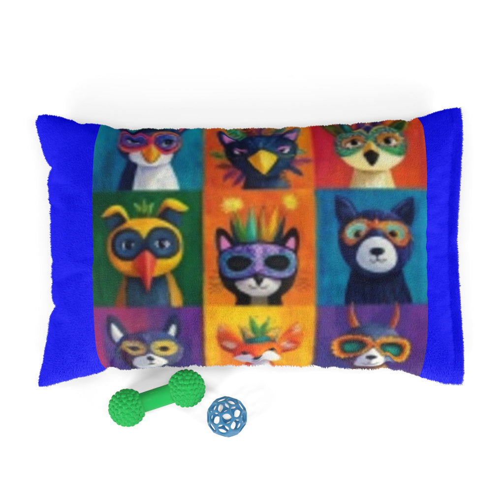 Colorful Masked Animal Patchwork Pet Bed