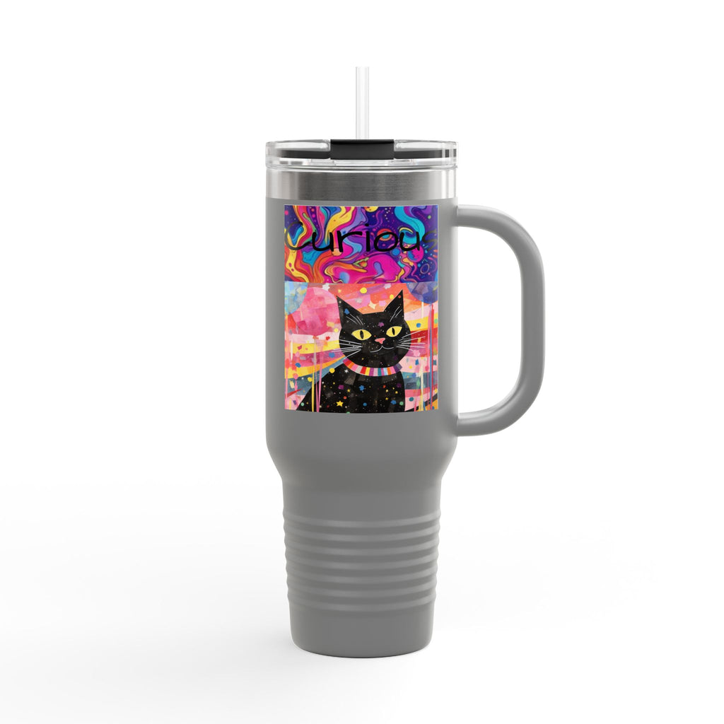 Black Cat & Psychedelic Colors Insulated Travel Mug, 40oz Fabulous Gift!