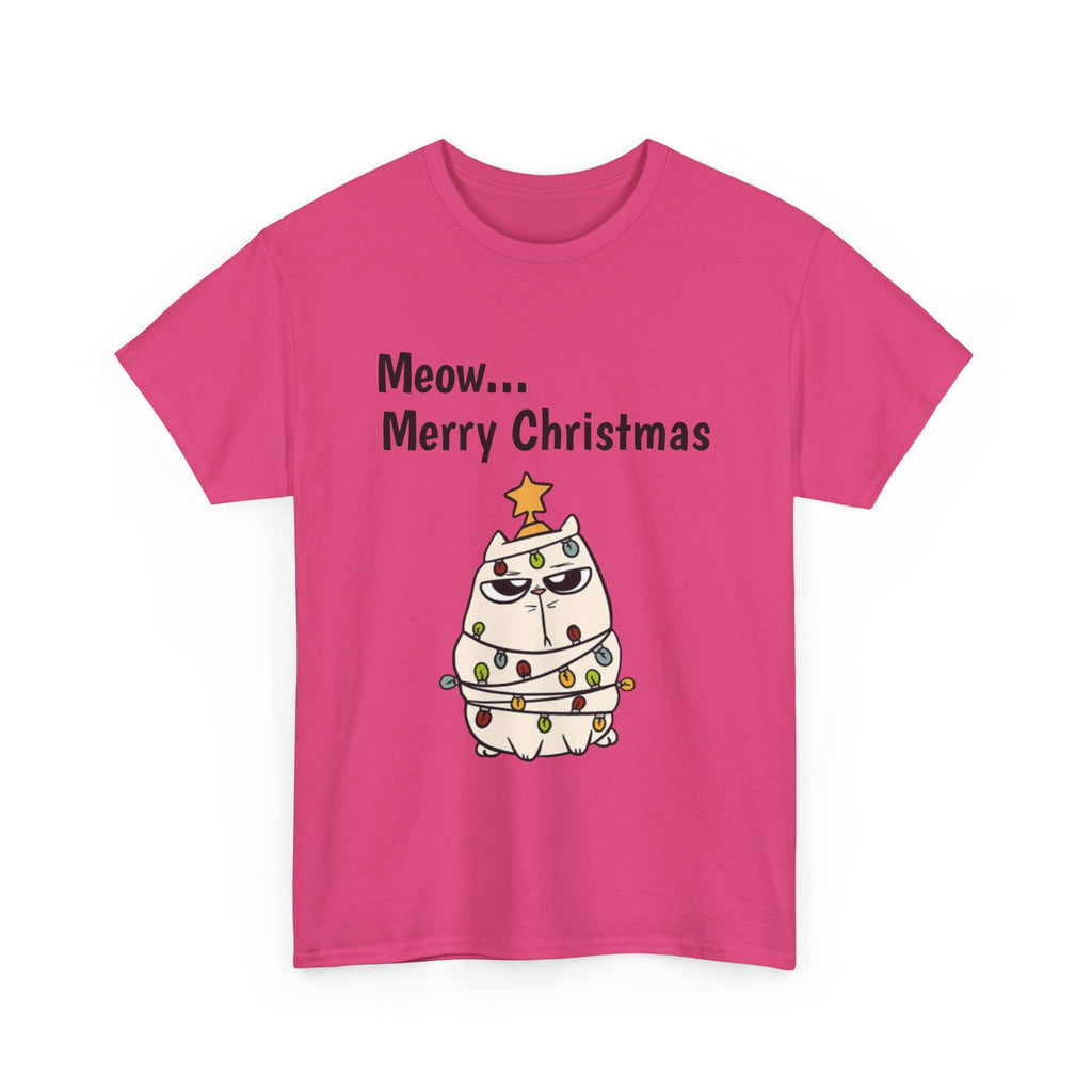 Cat Christmas Tree T-shirt — Grumpy Cat Wrapped in Lights Holiday Shirt