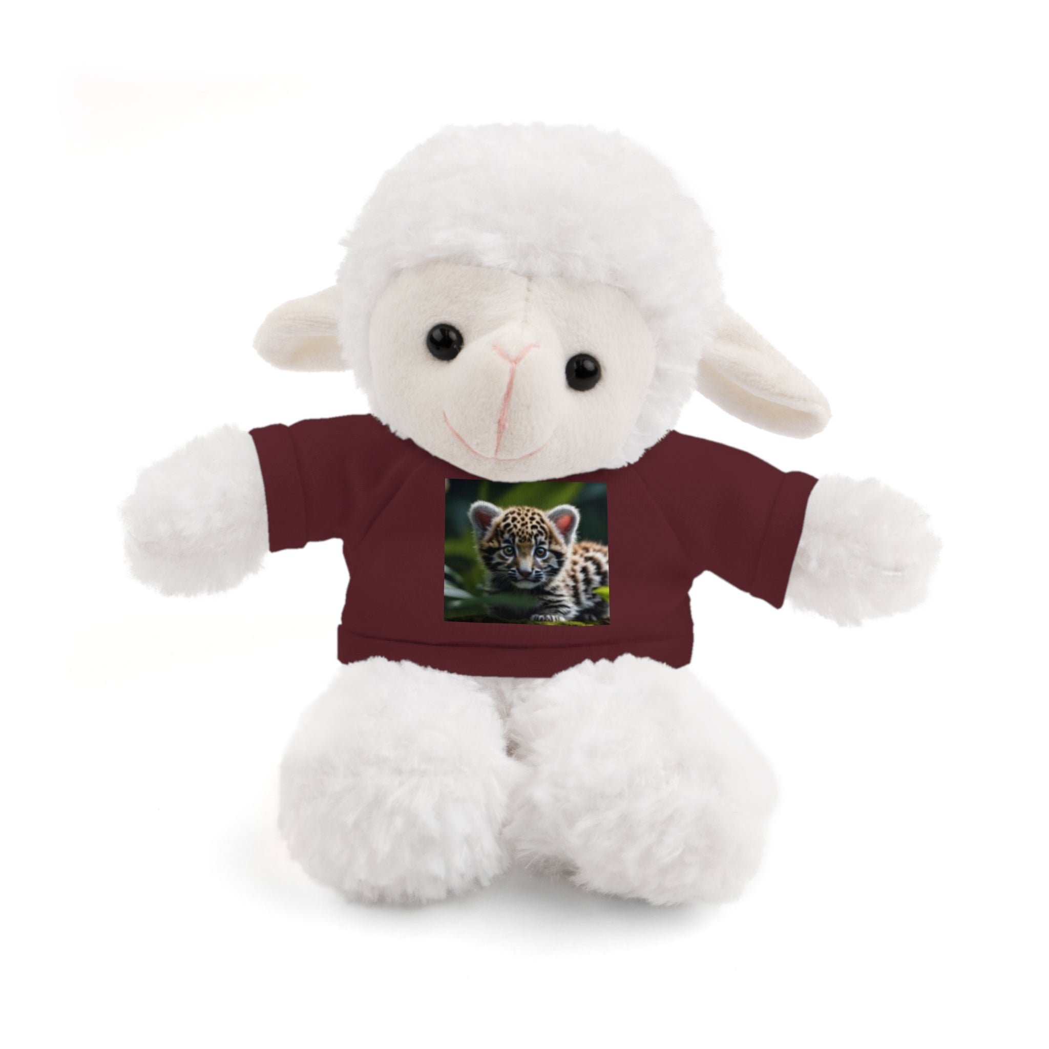 Plush Teddy Bear with Leopard Cub Tee — Cute Animal Gift for Kids & Wildlife Lovers