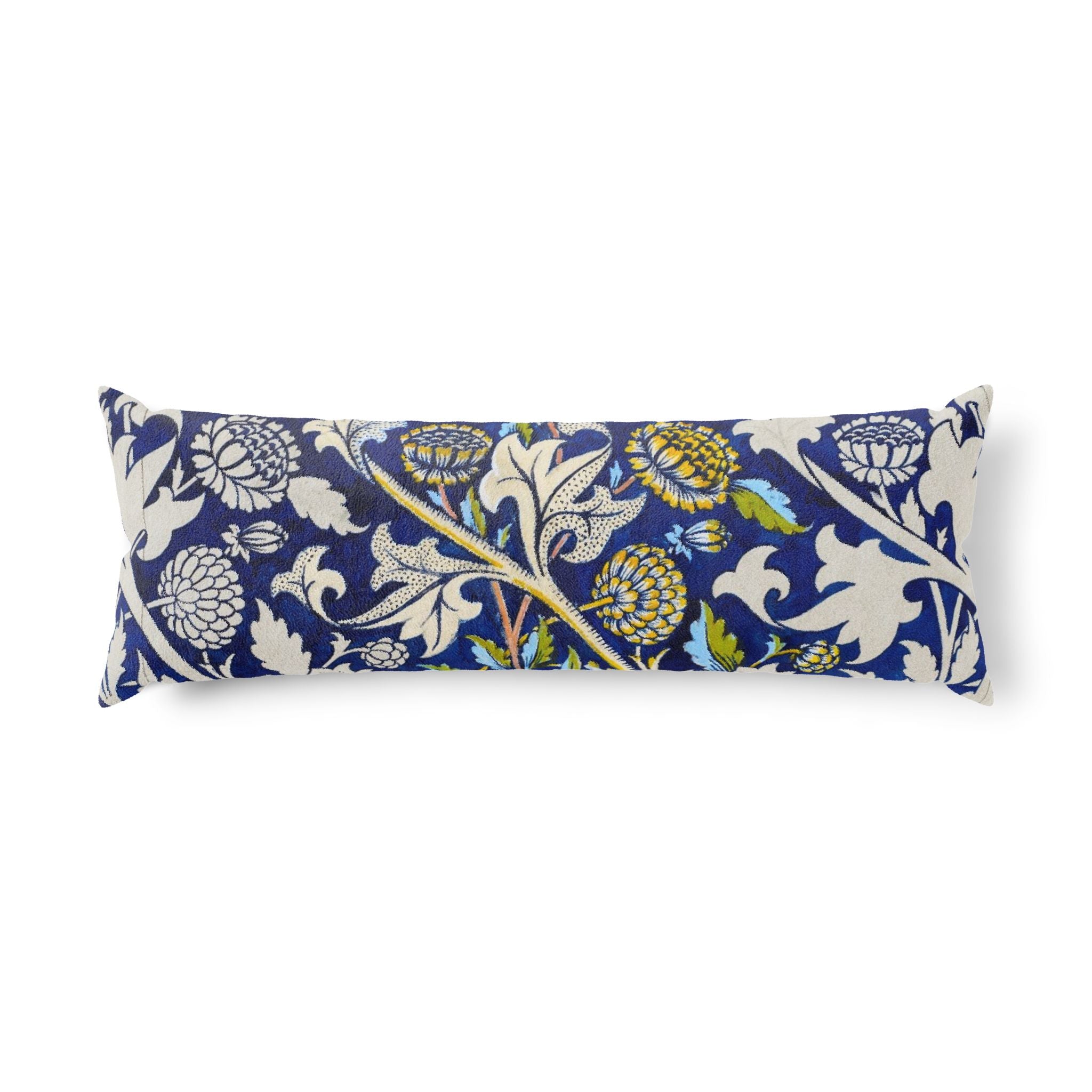 Floral Blue Body Pillow – Vintage Botanical Bolster