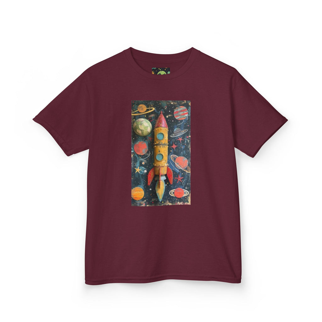Kids Rocket Space Tee — Colorful Planets & Rocketship Shirt for Young Astronauts
