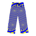 Pajama Pants — Blue & Yellow Spiral Geometric Print Women's Lounge Pants