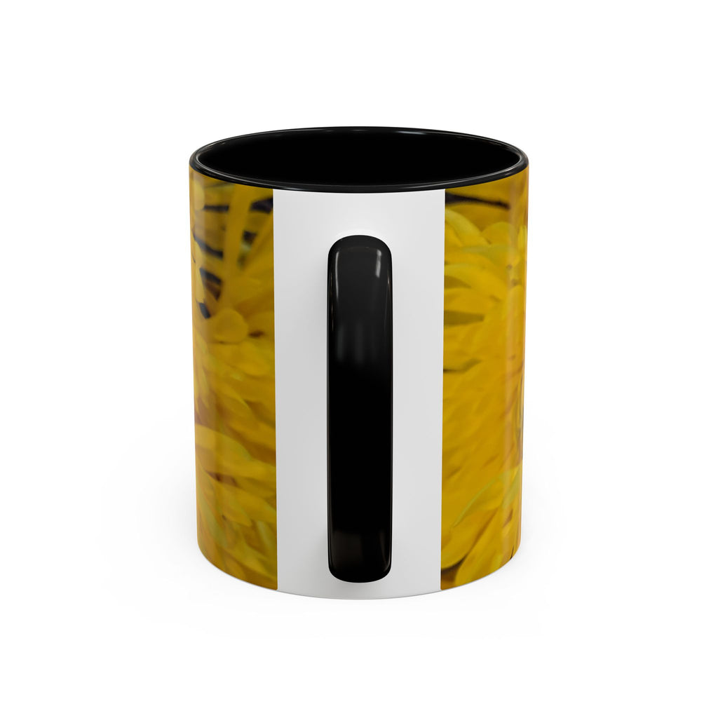 Yellow Chrysanthemum Accent Coffee Mug — Floral 11/15oz Tea Cup