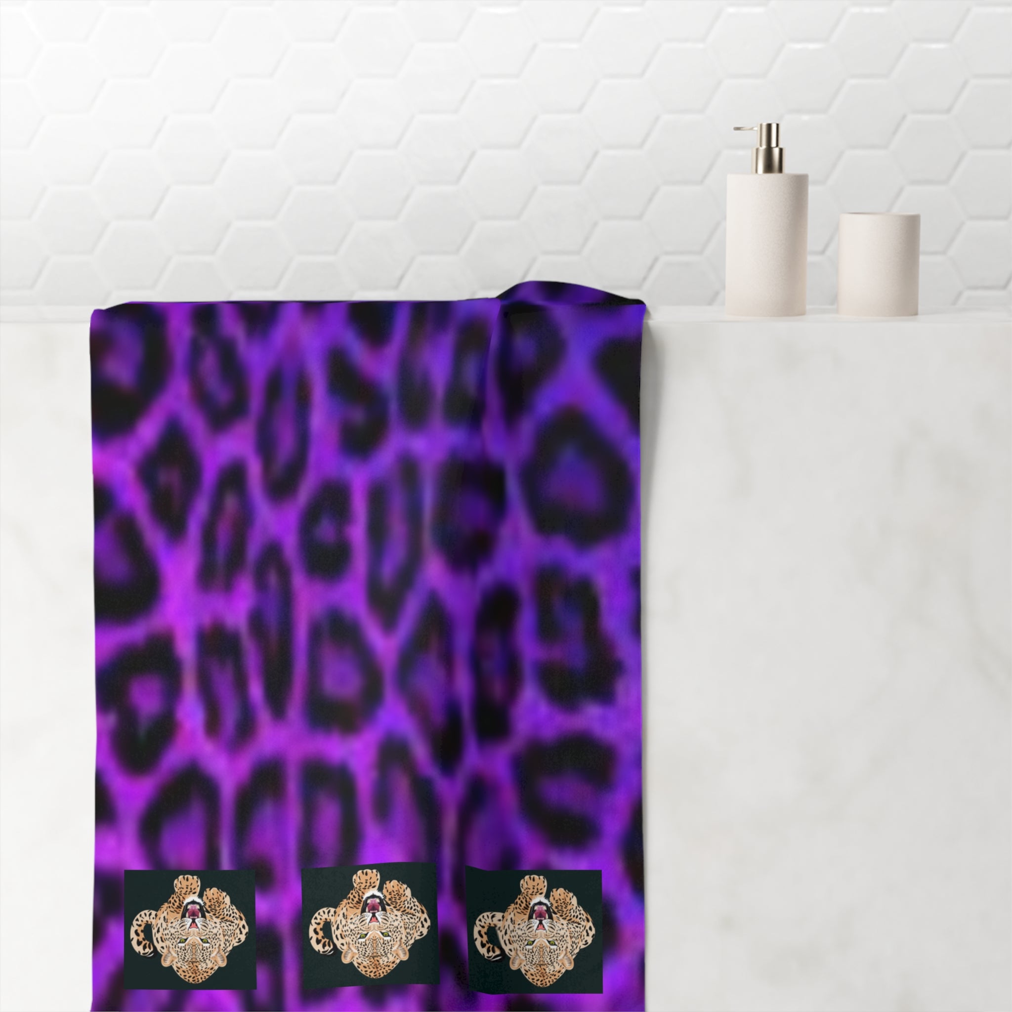 Cheetah Purple Animal Print Mink-Cotton Towel Fabulous Gift!