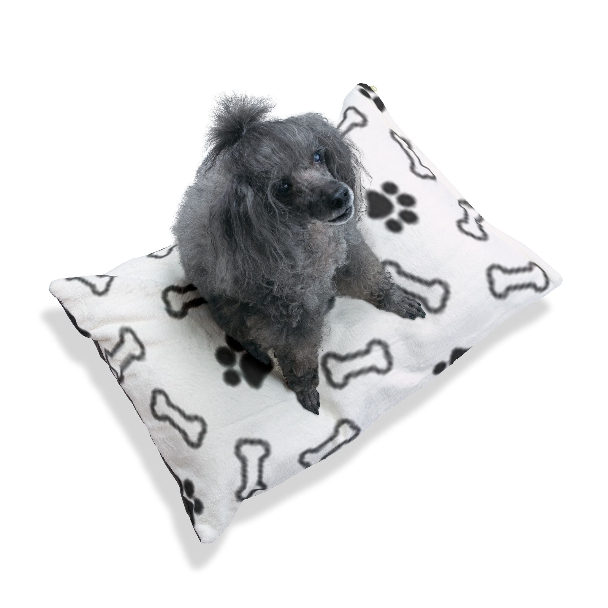 Plush Paw & Bone Pet Bed — Cozy Sherpa Dog/Cat Cushion