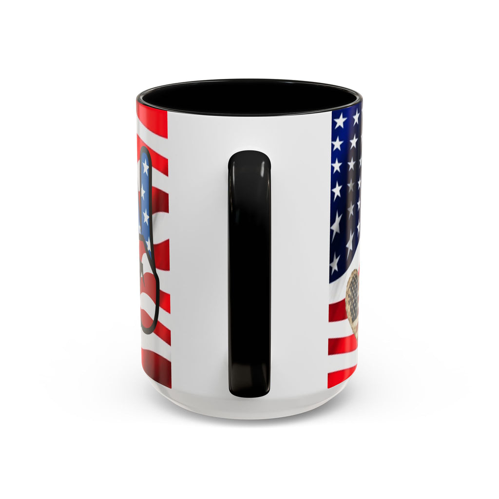 Patriotic President TRUMP Coffee Mug — American Flag Peace Sign & Smile