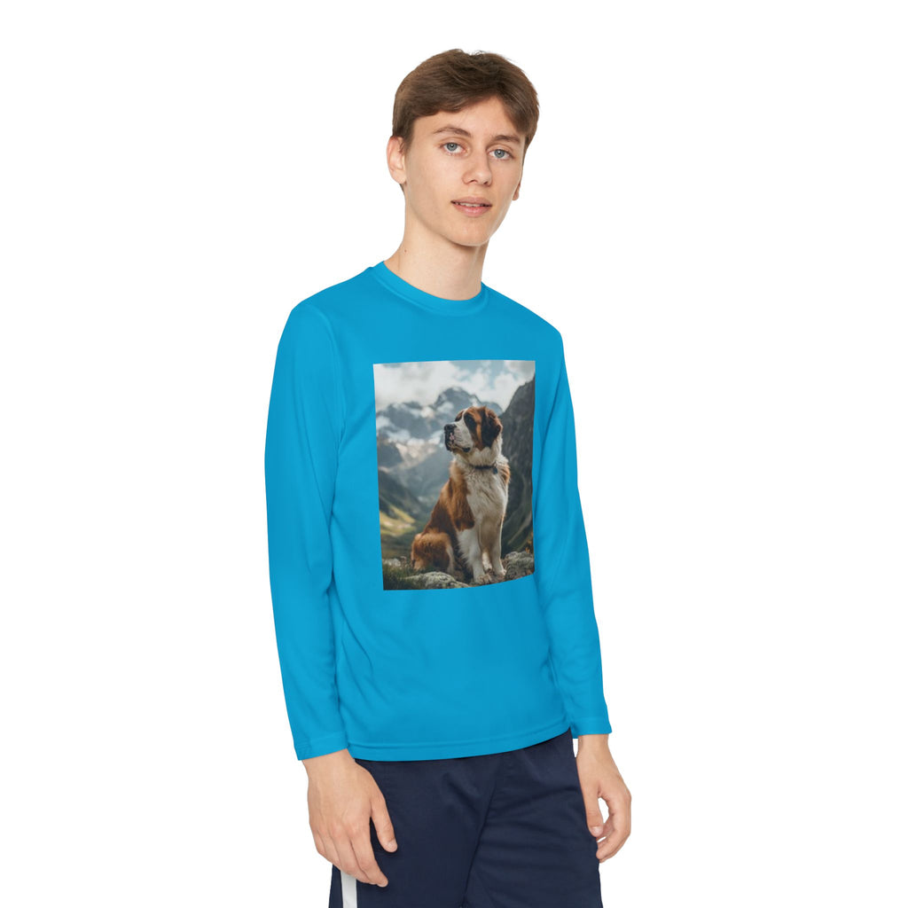 Youth Long Sleeve Tee — St. Bernard Mountain Dog Print
