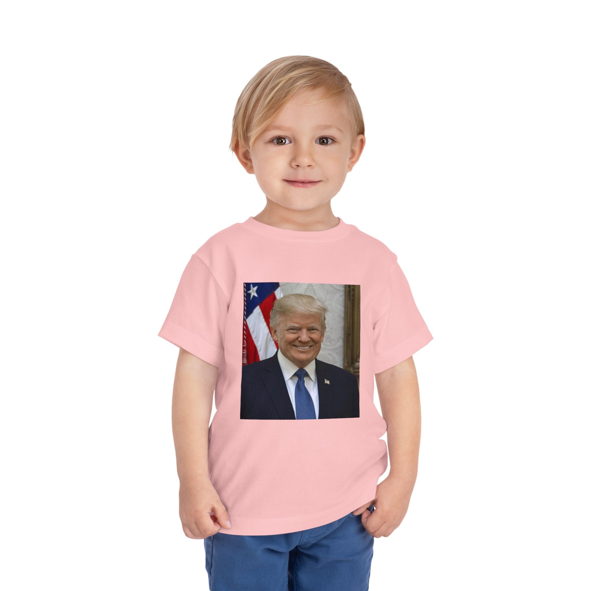Toddler Tee with Patriotic Portrait & Flag Graphic