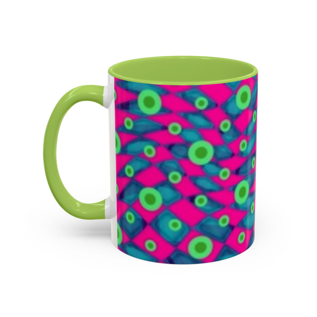Abstract Neon Pattern Coffee Mug — Vibrant Retro Geometric Accent Mug (11/15oz)