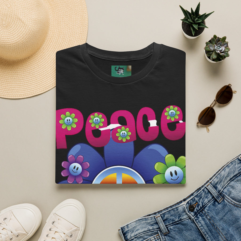 T-shirt Chien Rétro Fleur Lunettes de Soleil "Peace & Love"