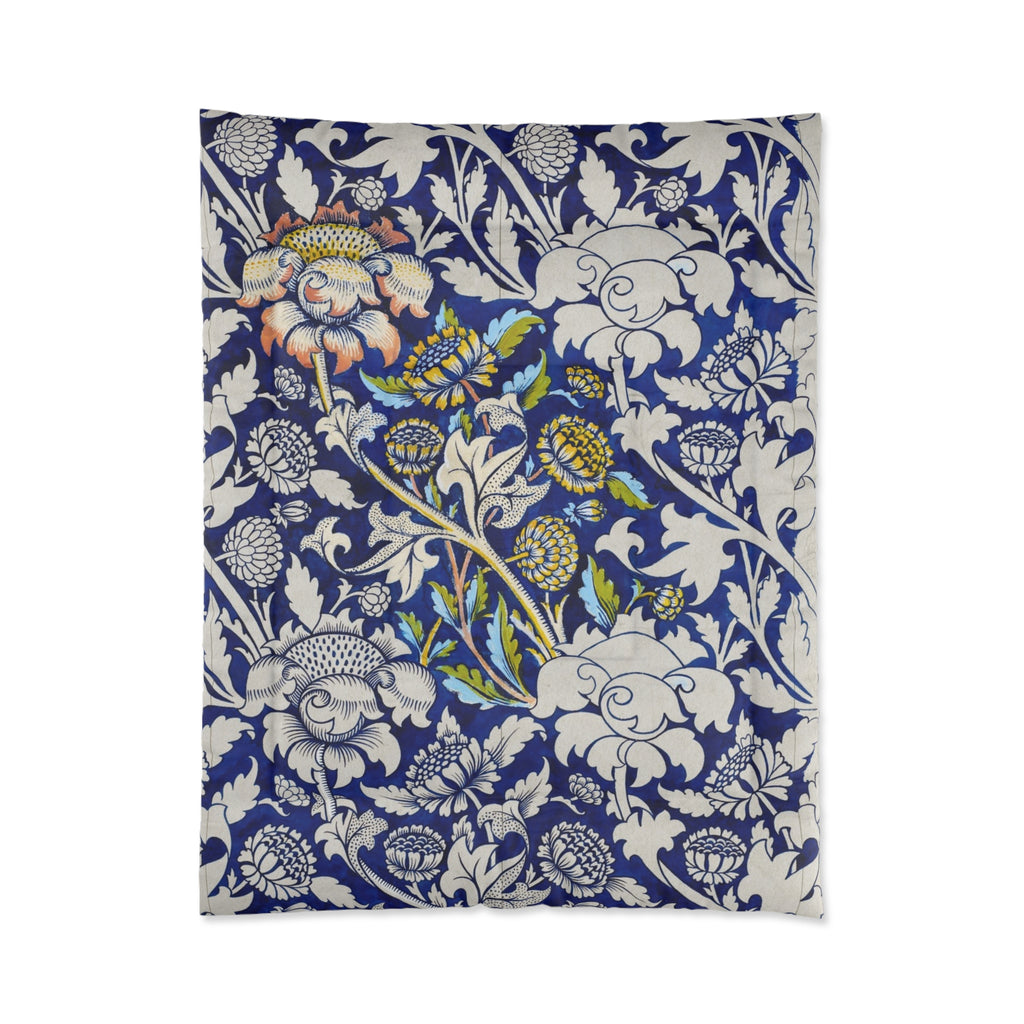 Blue Floral Vine Comforter – Vintage Botanical Pattern Bedding