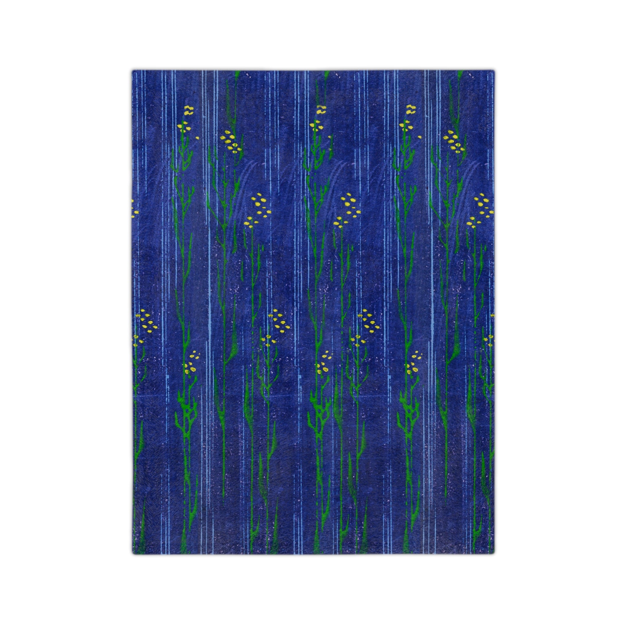 Blue Floral Velveteen Microfiber Blanket — Cozy Botanical Throw