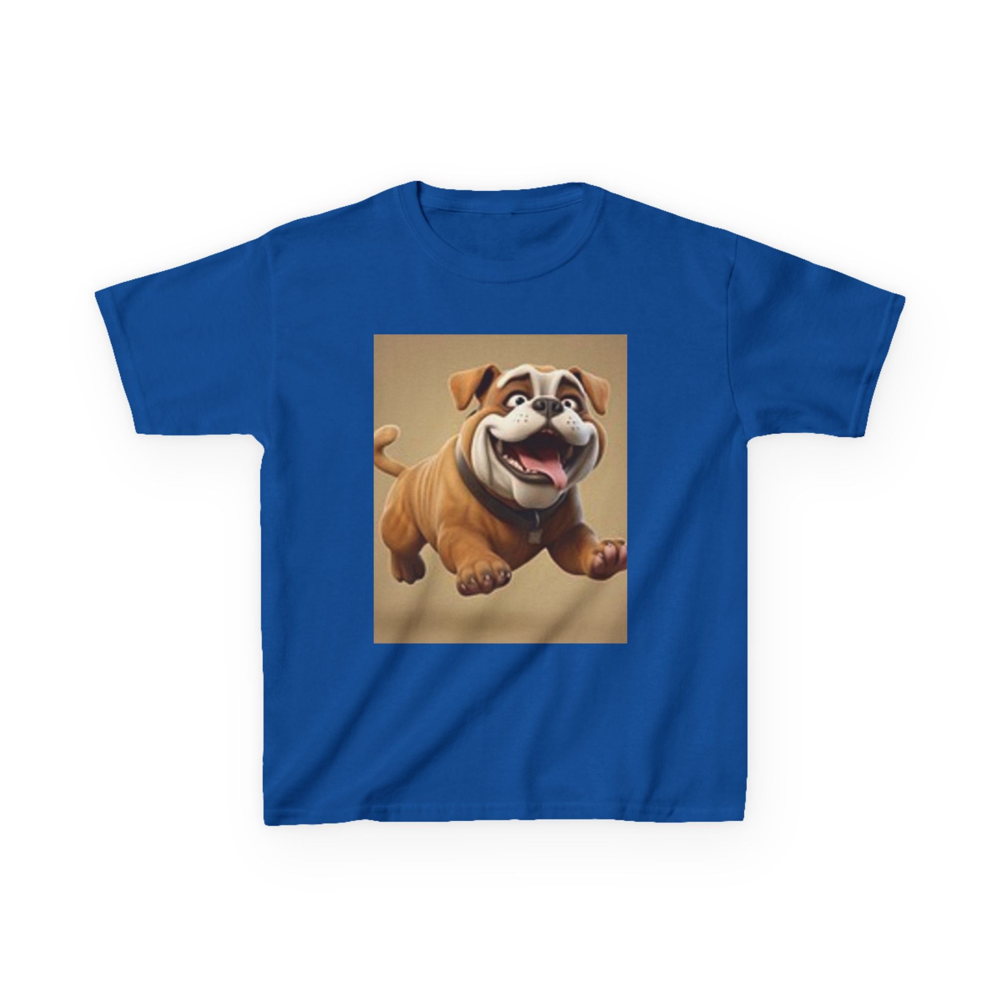 T-shirt graphique enfant Bouledogue et Chats Mignons — T-shirt enfant chiot et chat superposés amusant