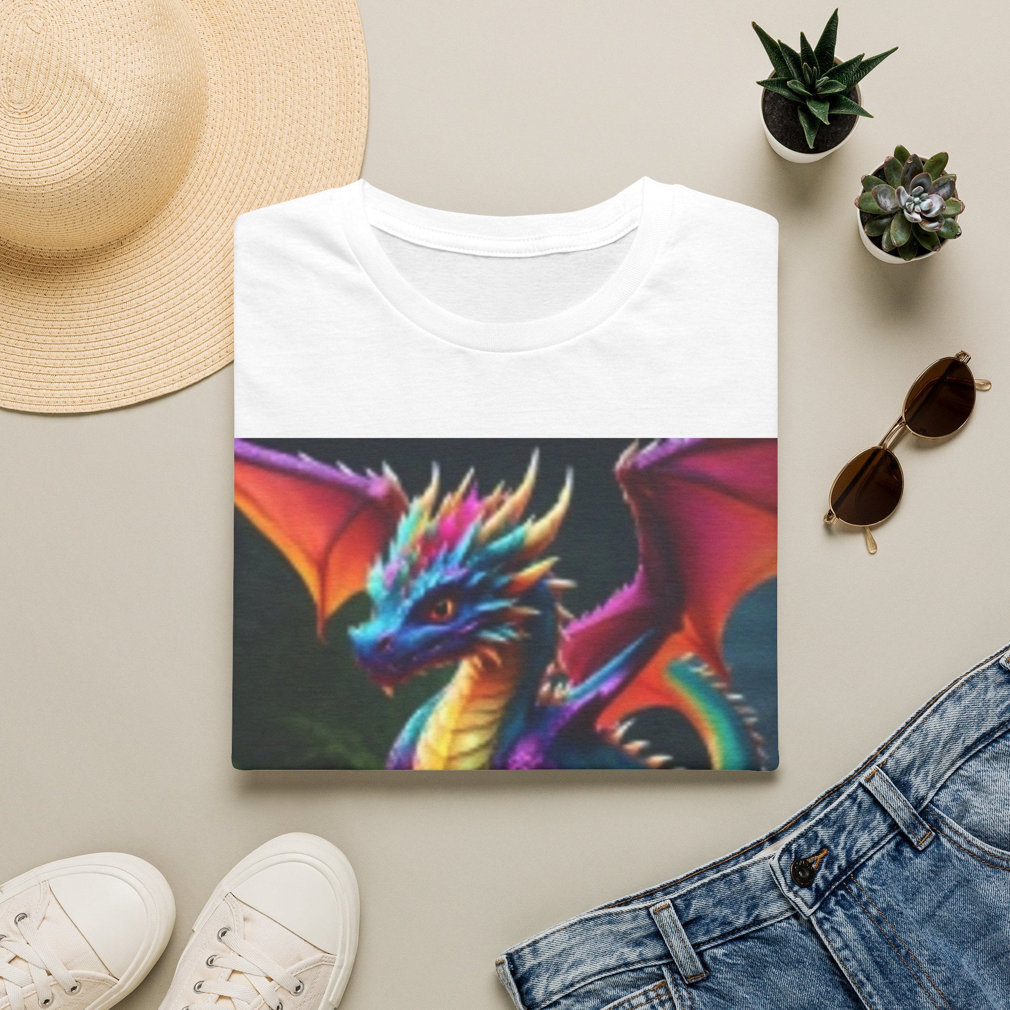 Colorful Fantasy Dragon T-Shirt — Vibrant Rainbow Baby Dragon Graphic Tee