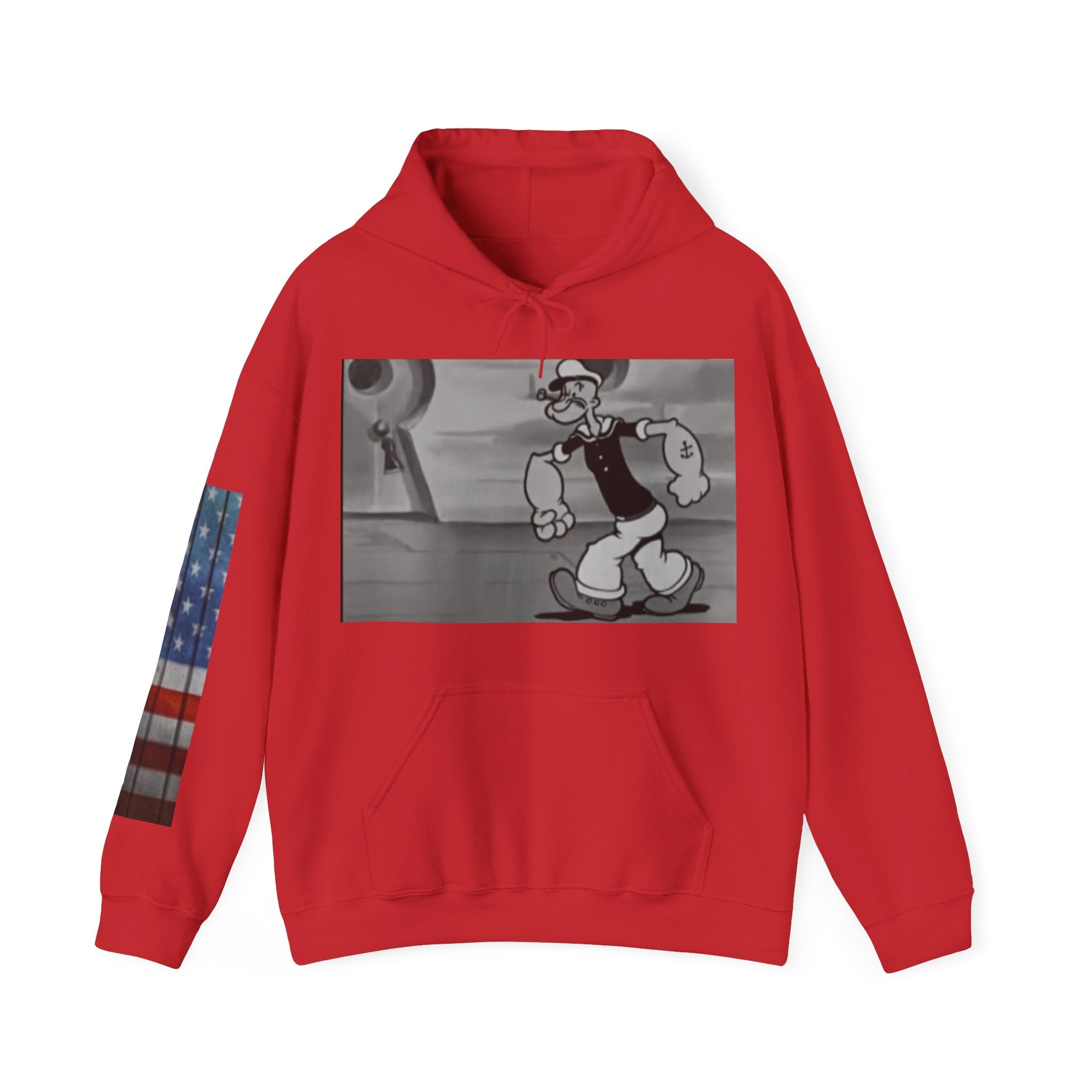 Popeye Vintage Cartoon & Colorful Forest Graphic Hoodie